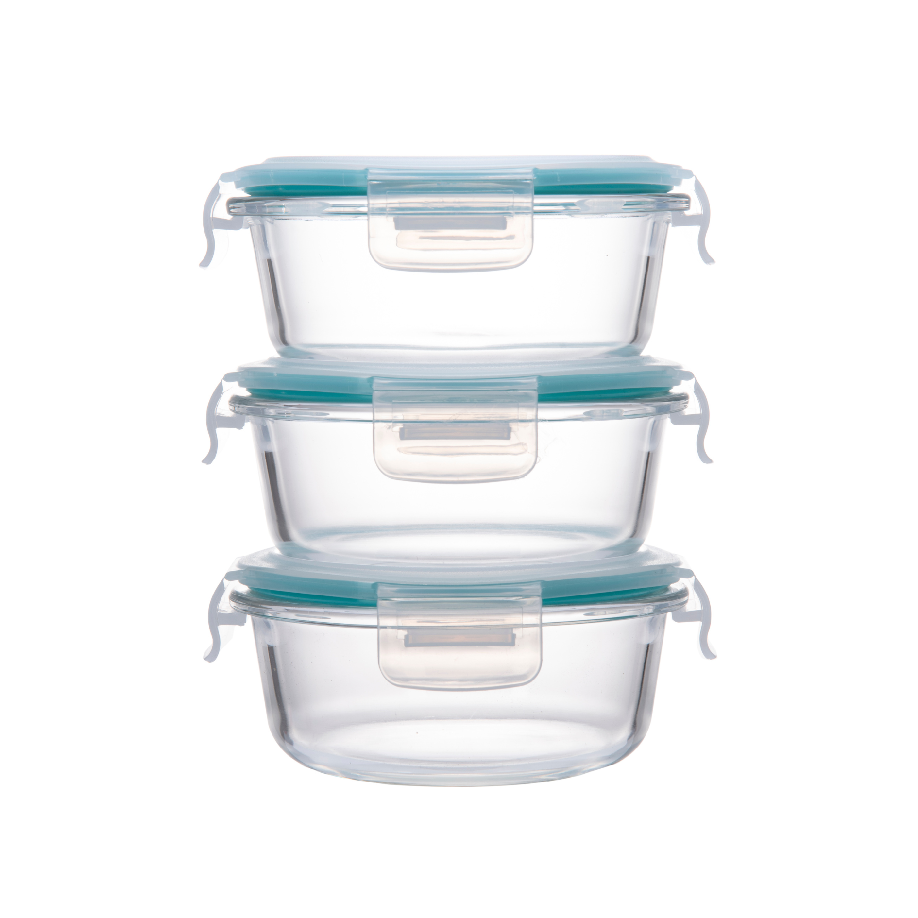 Akamiya Round High Borosilicate Glass Microwaveable Food Container Set