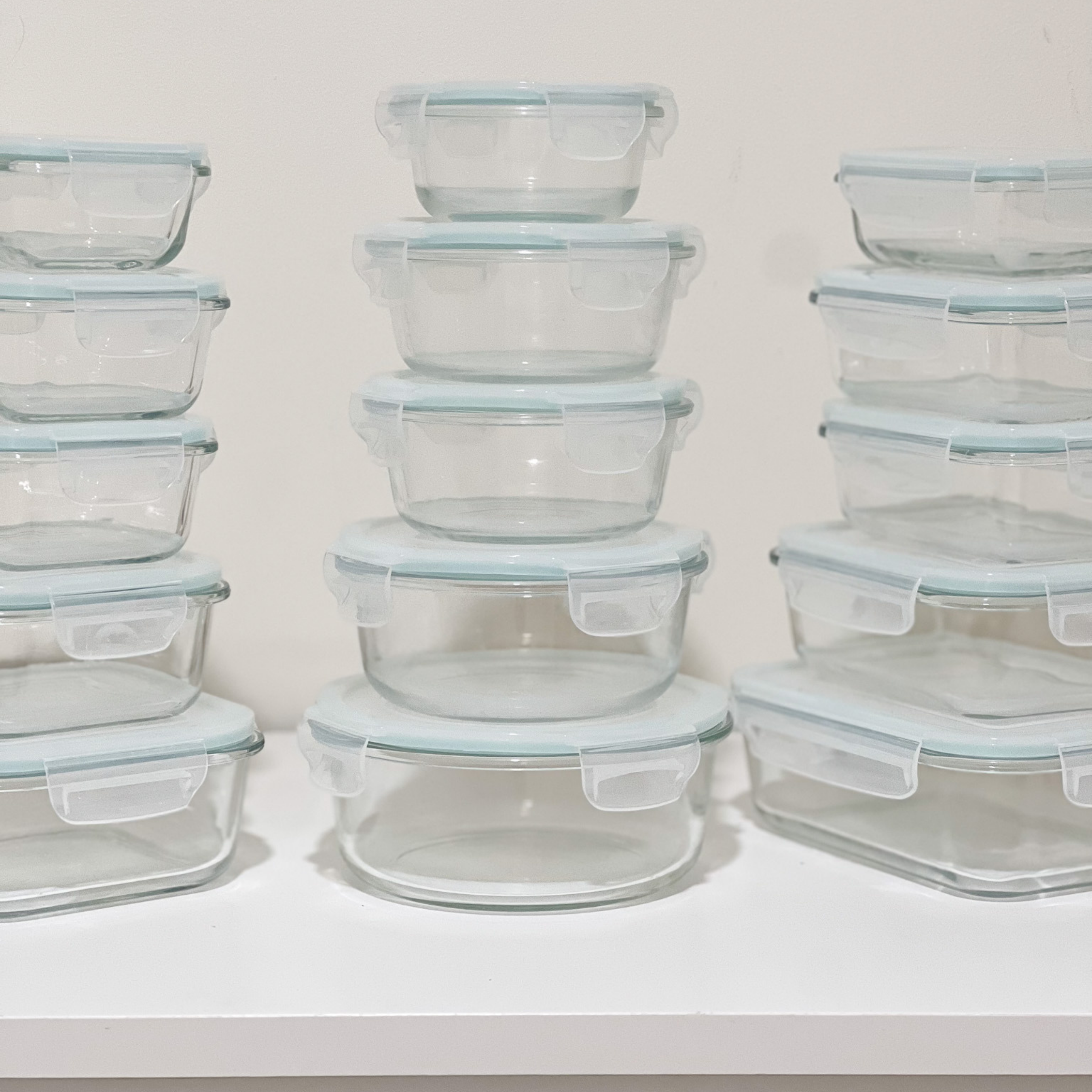 Akamiya High Borosilicate Glass Microwaveable Food Container Set of 15
