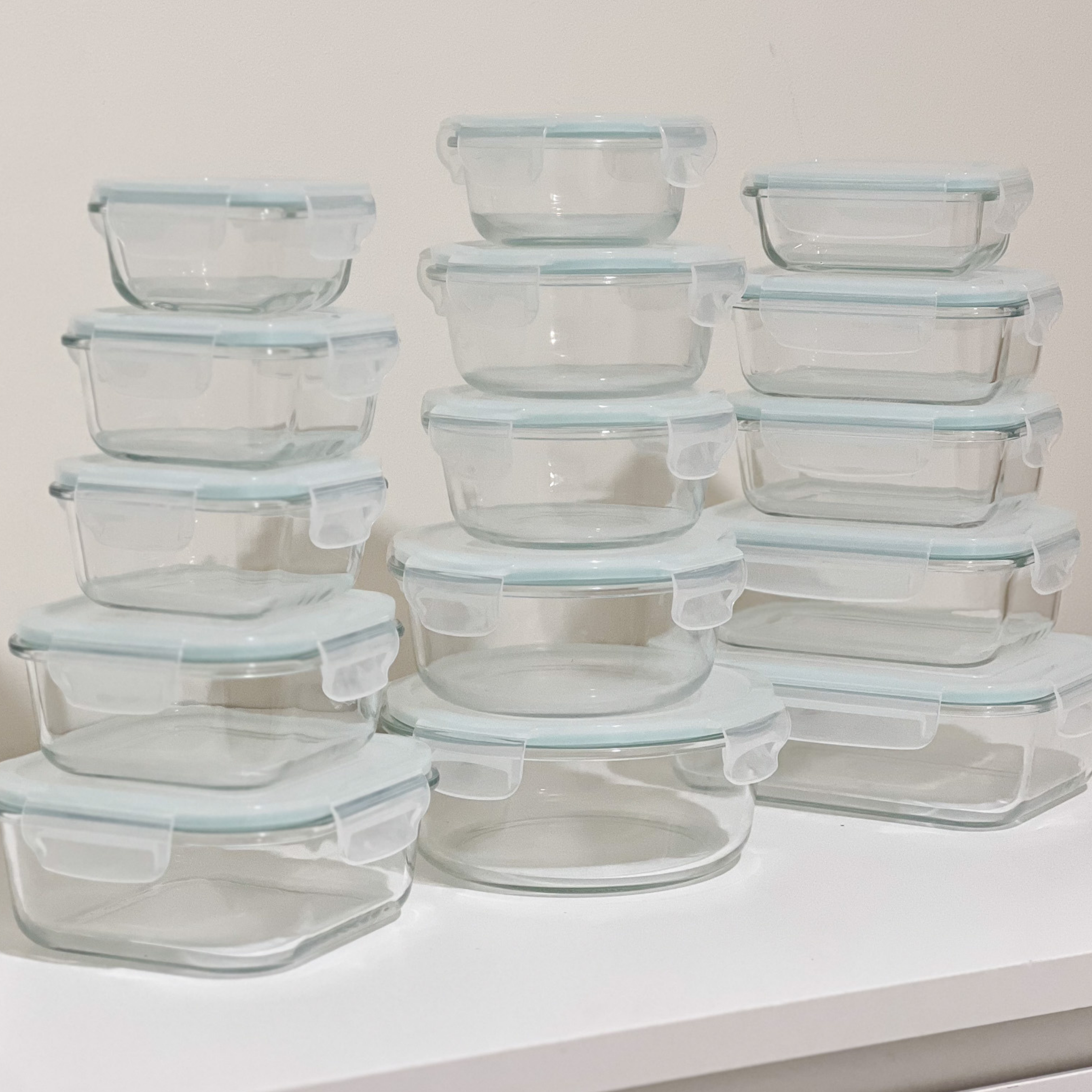 Akamiya High Borosilicate Glass Microwaveable Food Container Set of 15