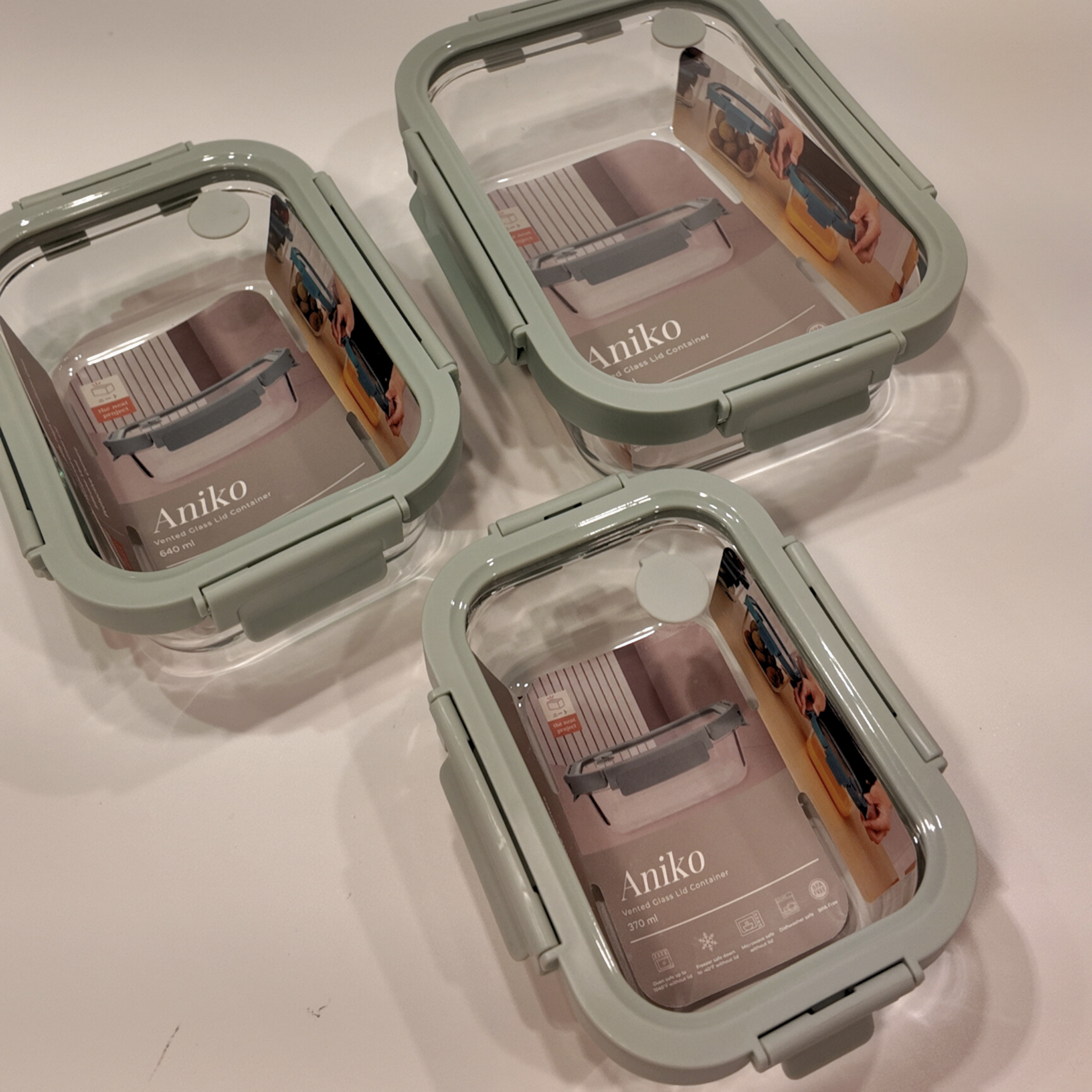 Aniko Rectangular Vented Glass Lid Container