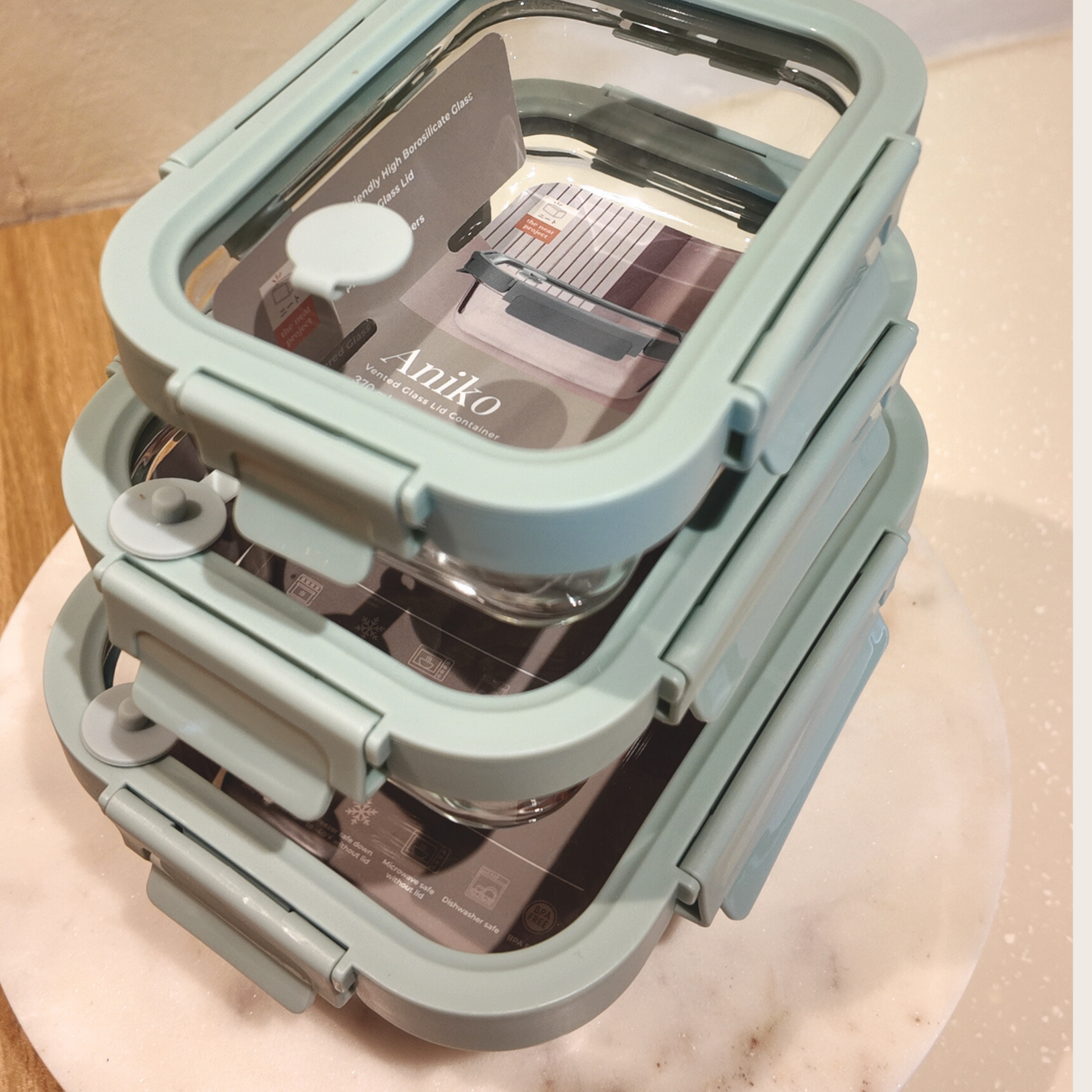 Aniko Rectangular Vented Glass Lid Container