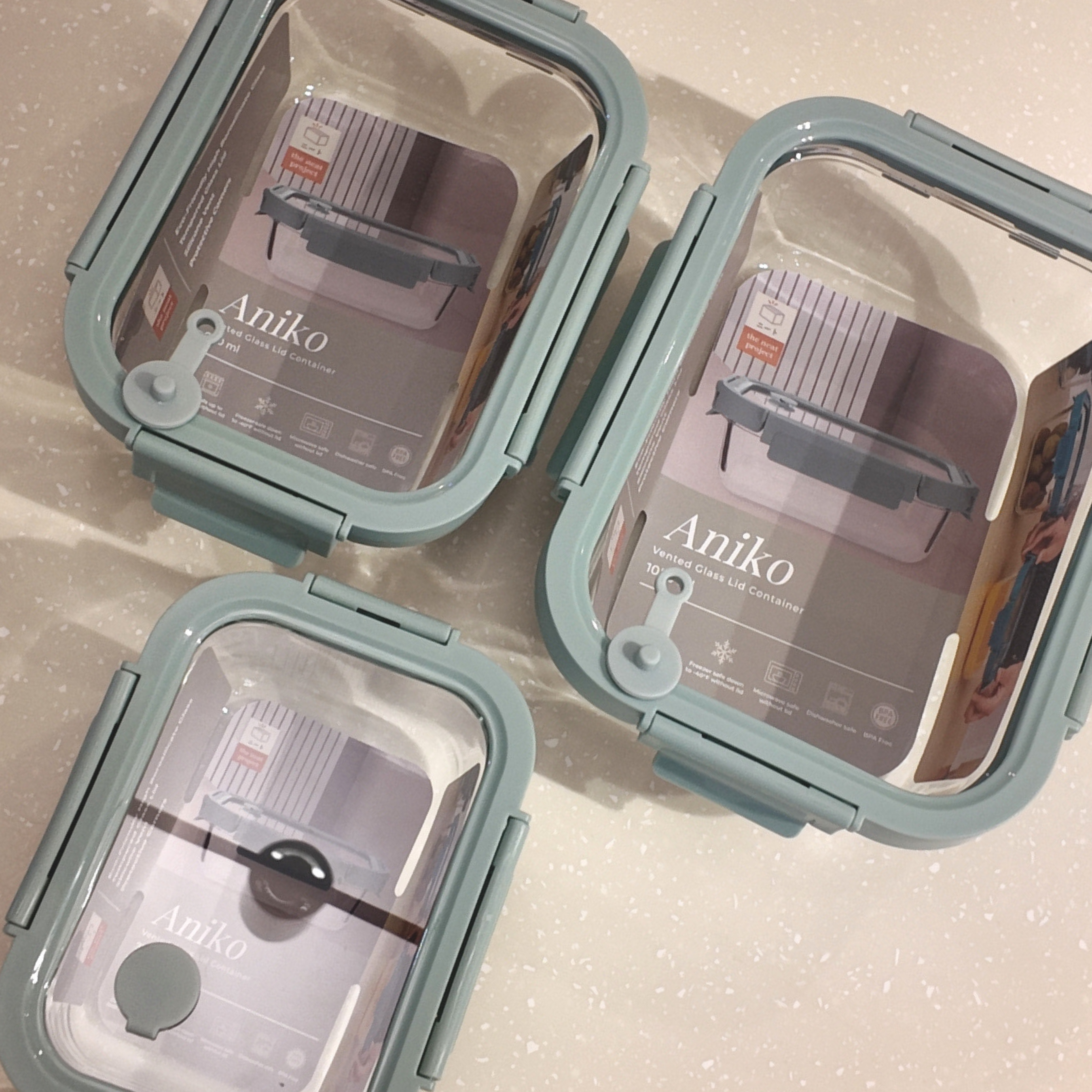 Aniko Rectangular Vented Glass Lid Container