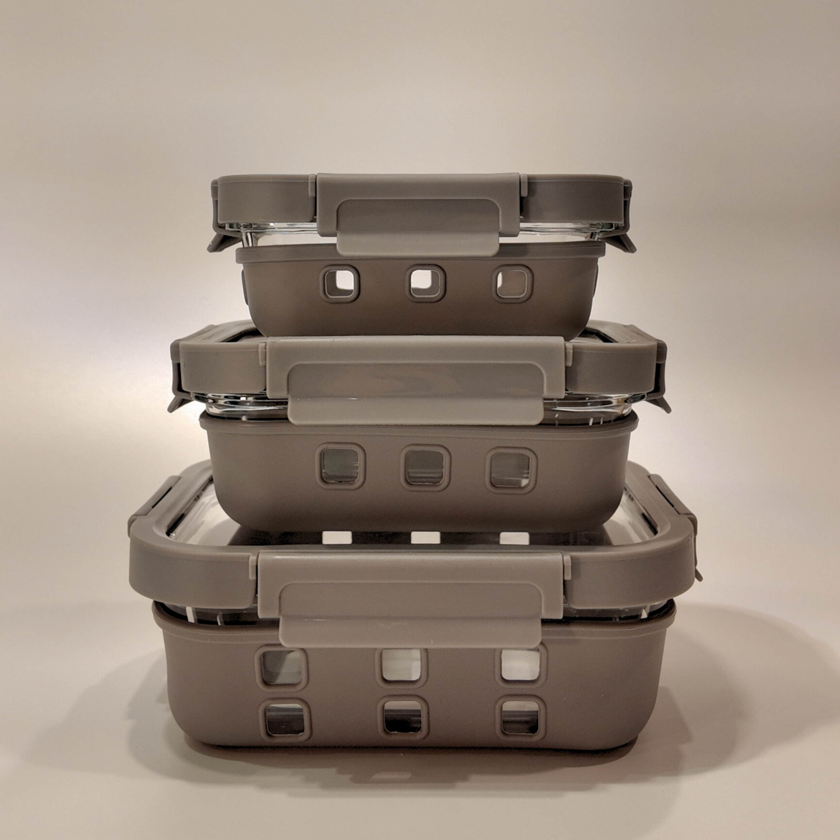 Aniko Rectangular Vented Glass Lid Sleeved Container