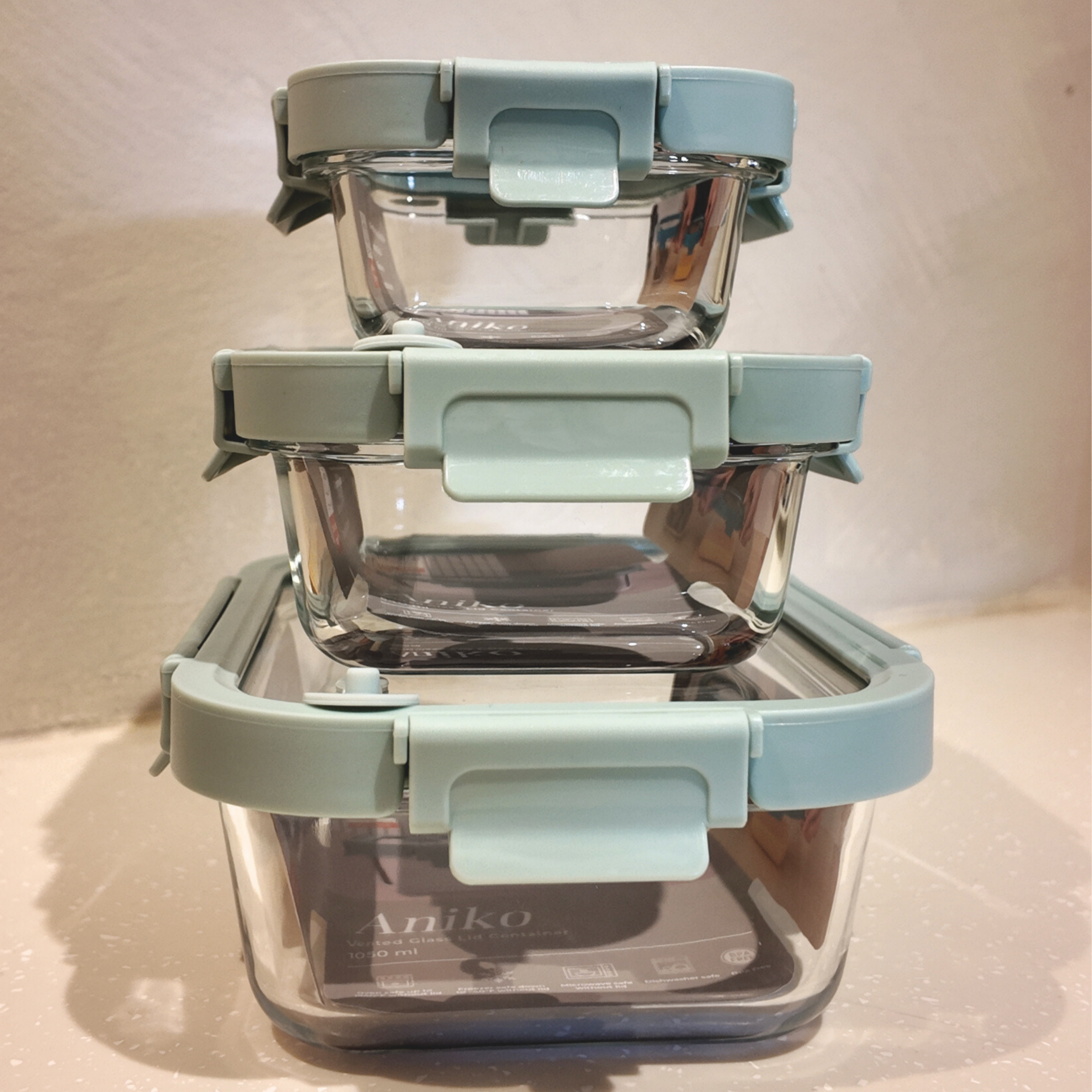 Aniko Square Vented Glass Lid Container