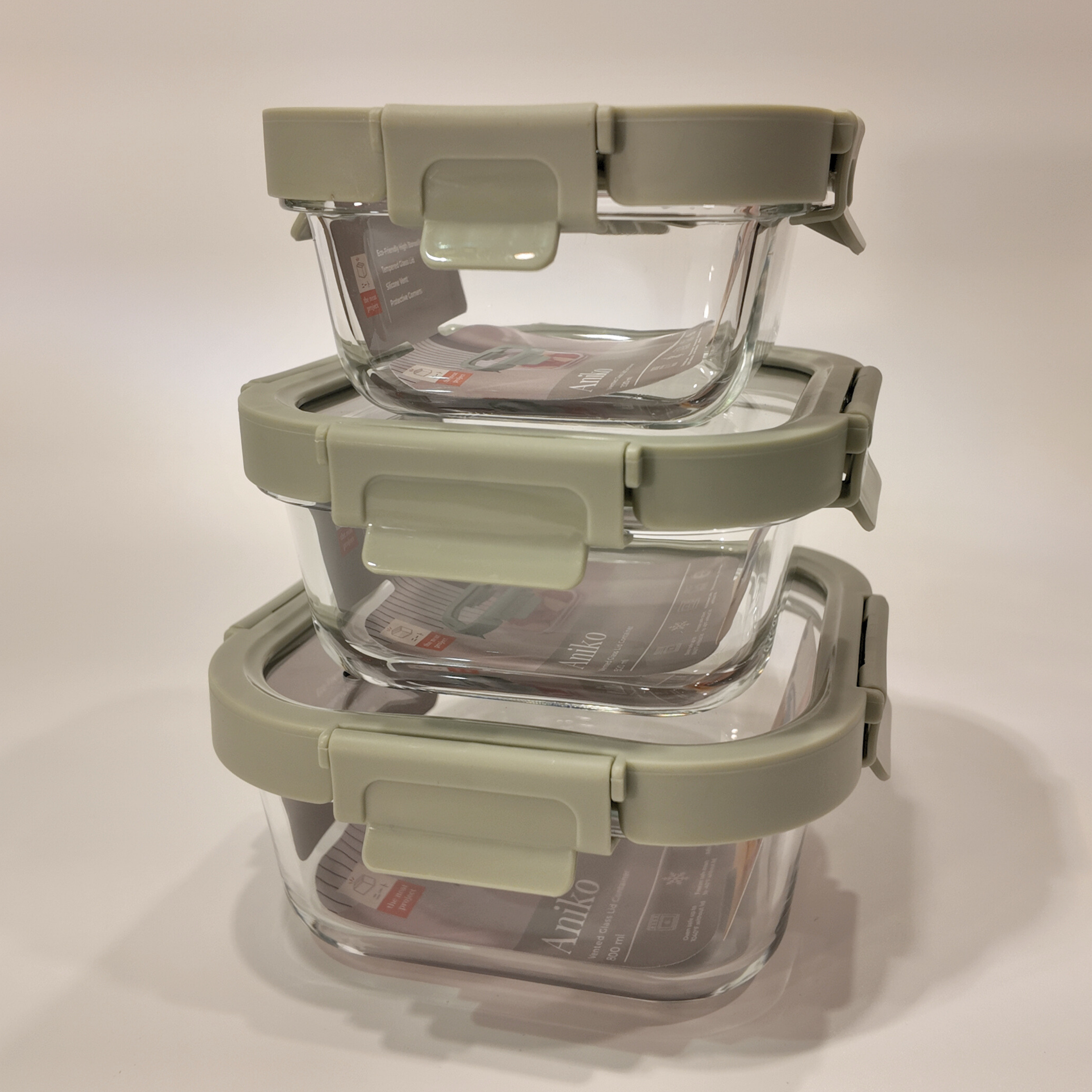 Aniko Square Vented Glass Lid Container