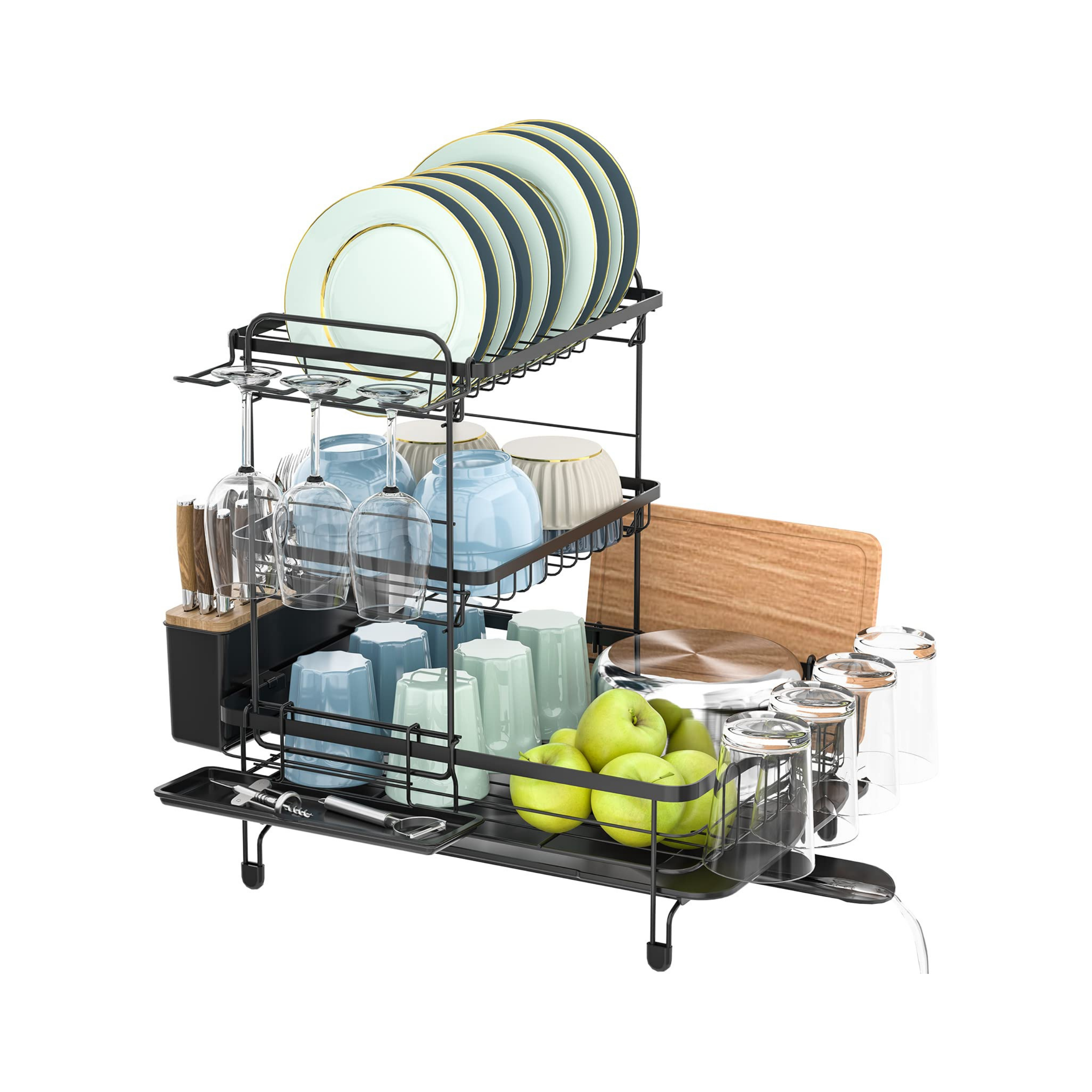 Rogu 2-Tier Dish Rack with wood minimalist design