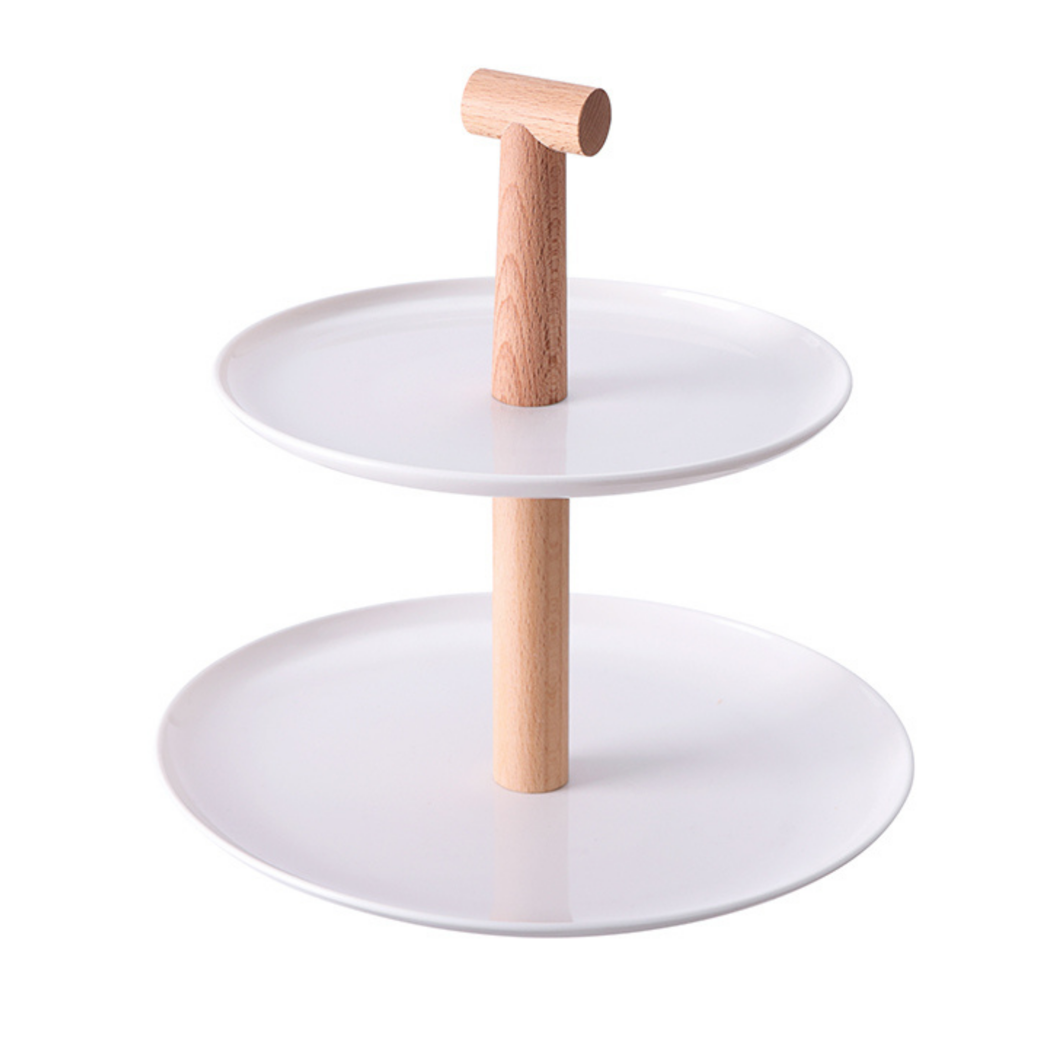 Sachi 2-Tier Cake tray with Wood Handle