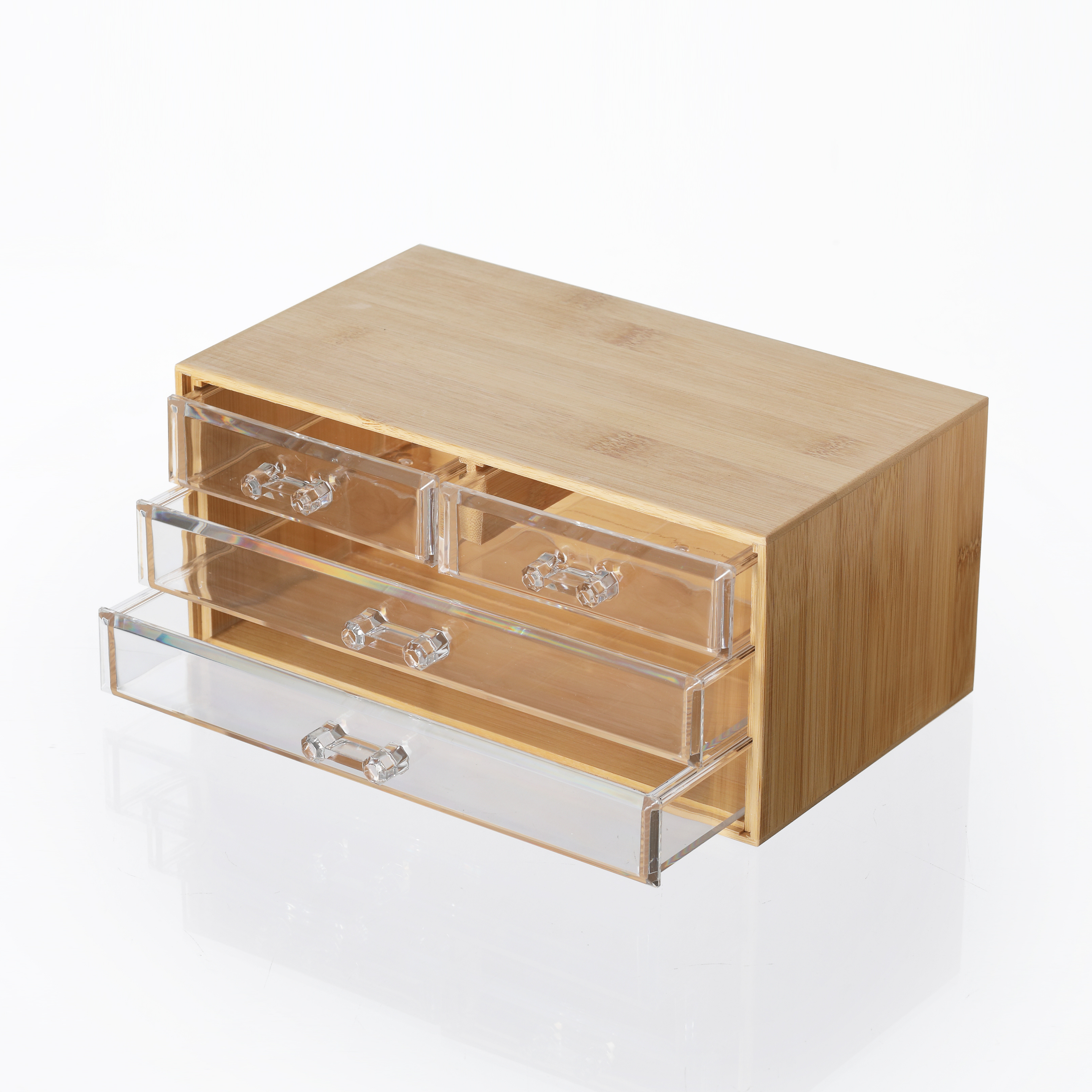 Sachi 3-Layer Mini Wood and Clear Drawer Organizer