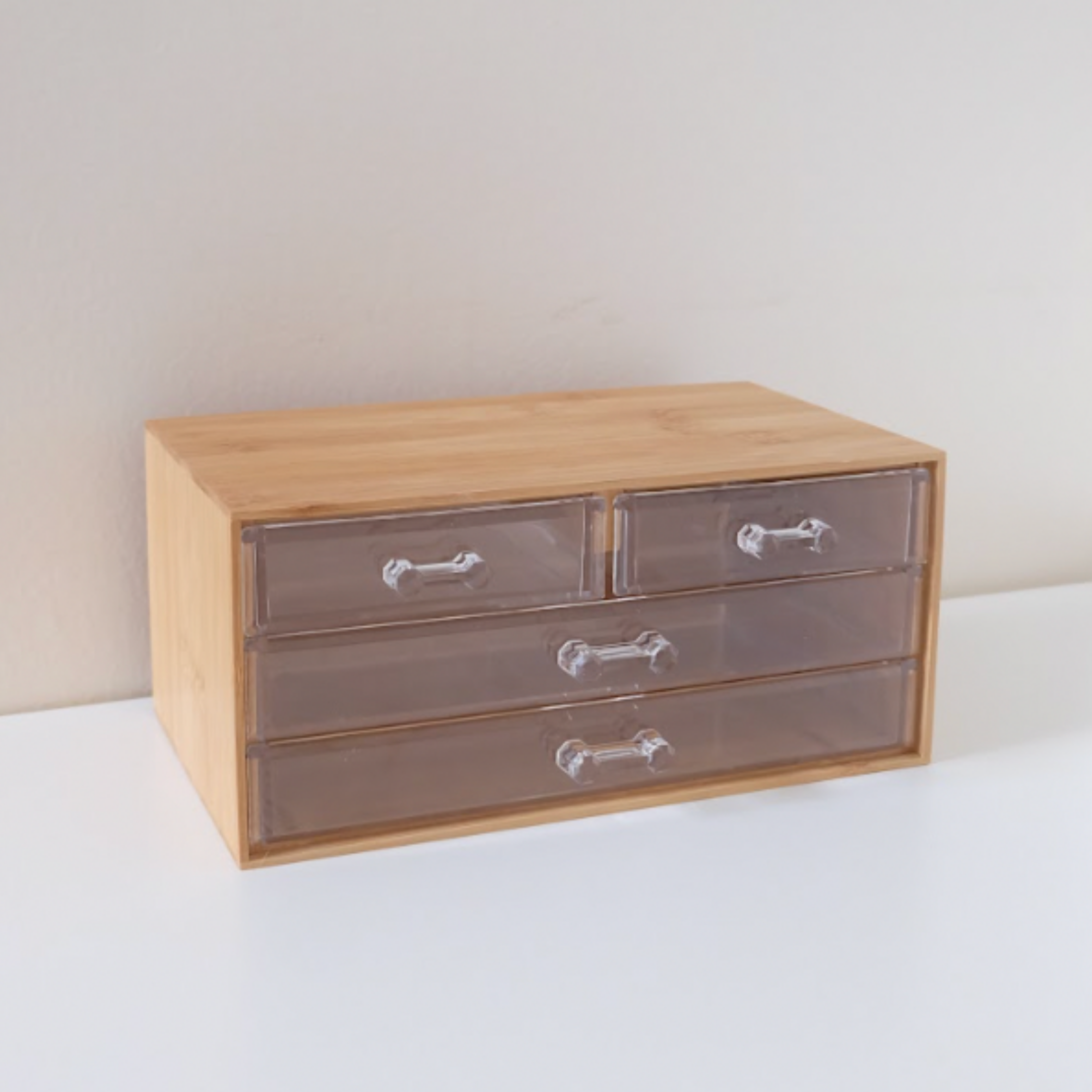 Sachi 3-Layer Mini Wood and Clear Drawer Organizer