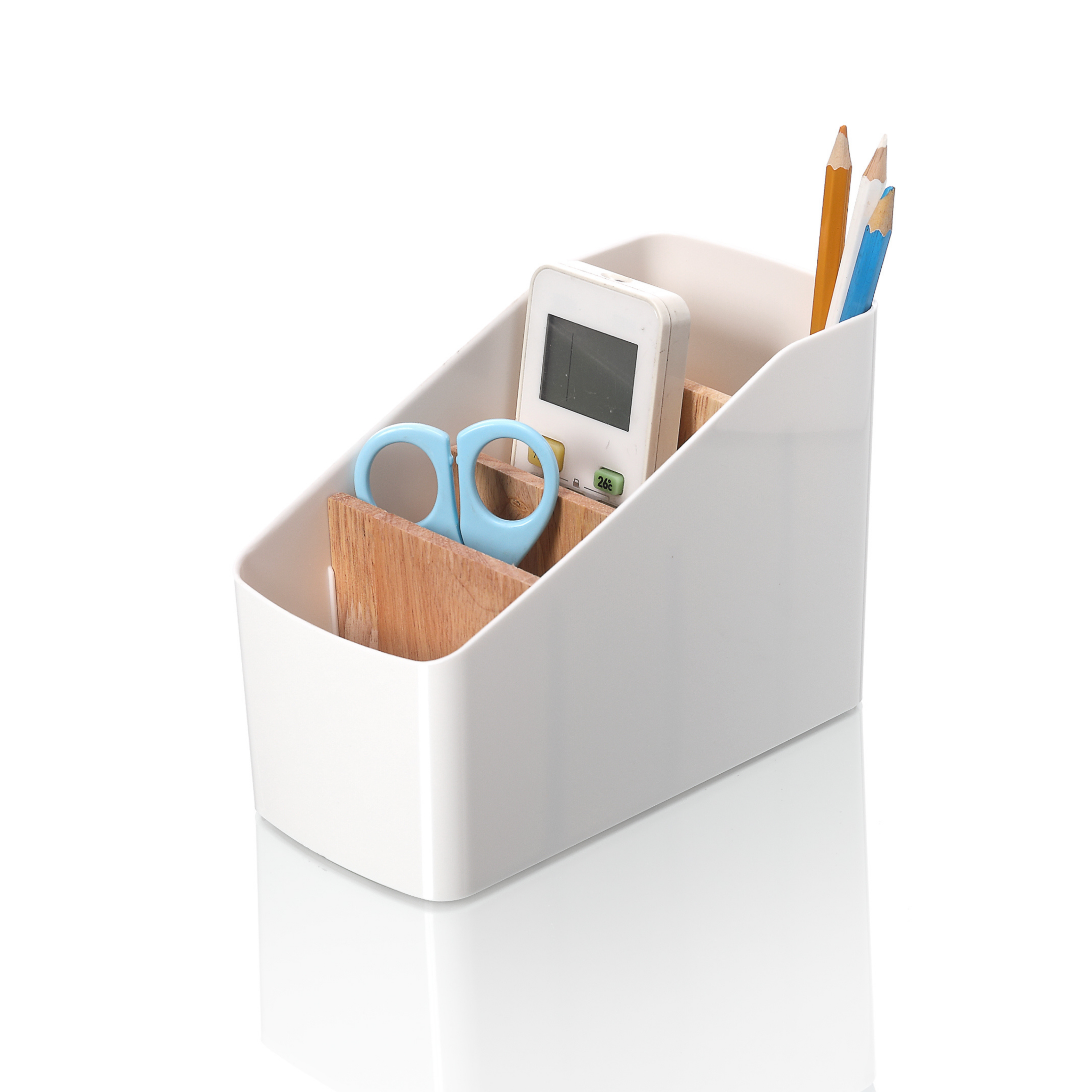 Sachi 4 Slots Storage Organizer with Wood Minimalist Design