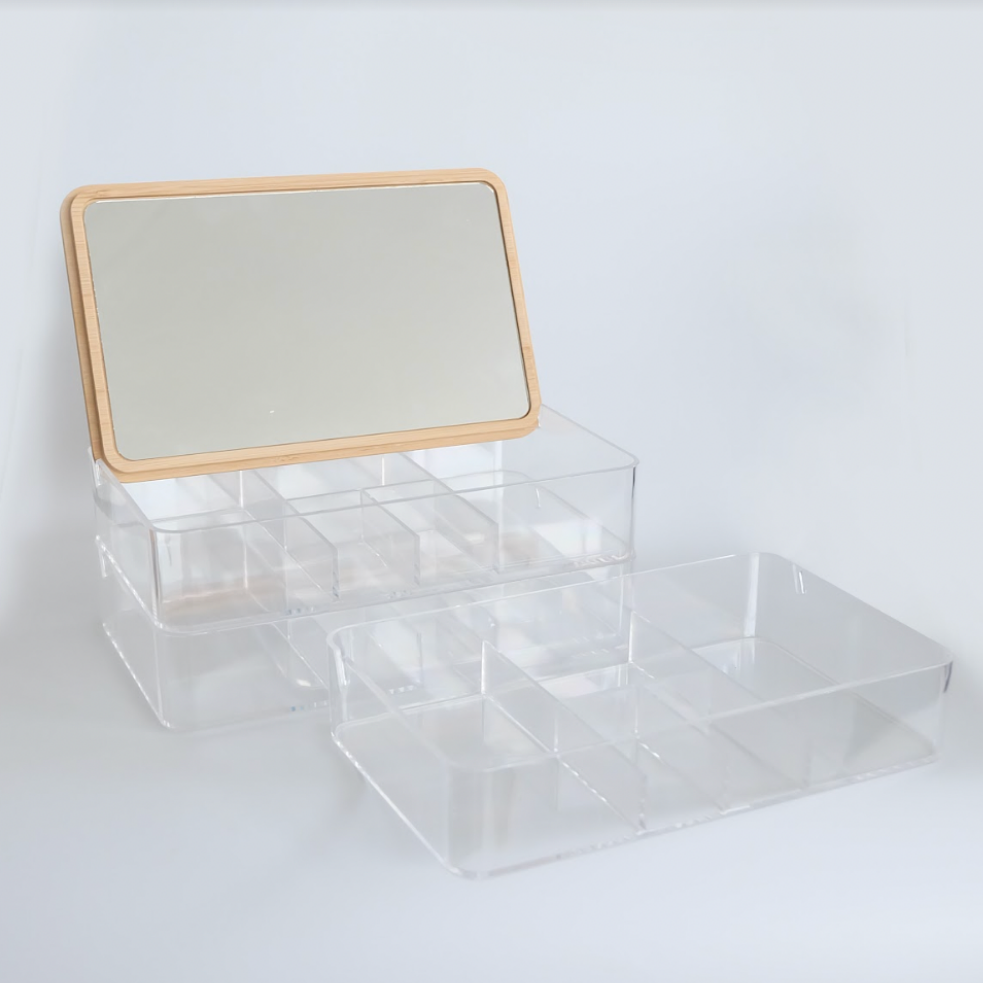 Sachi Stylish Jewelry Organizer with Mirror and Wood Cover