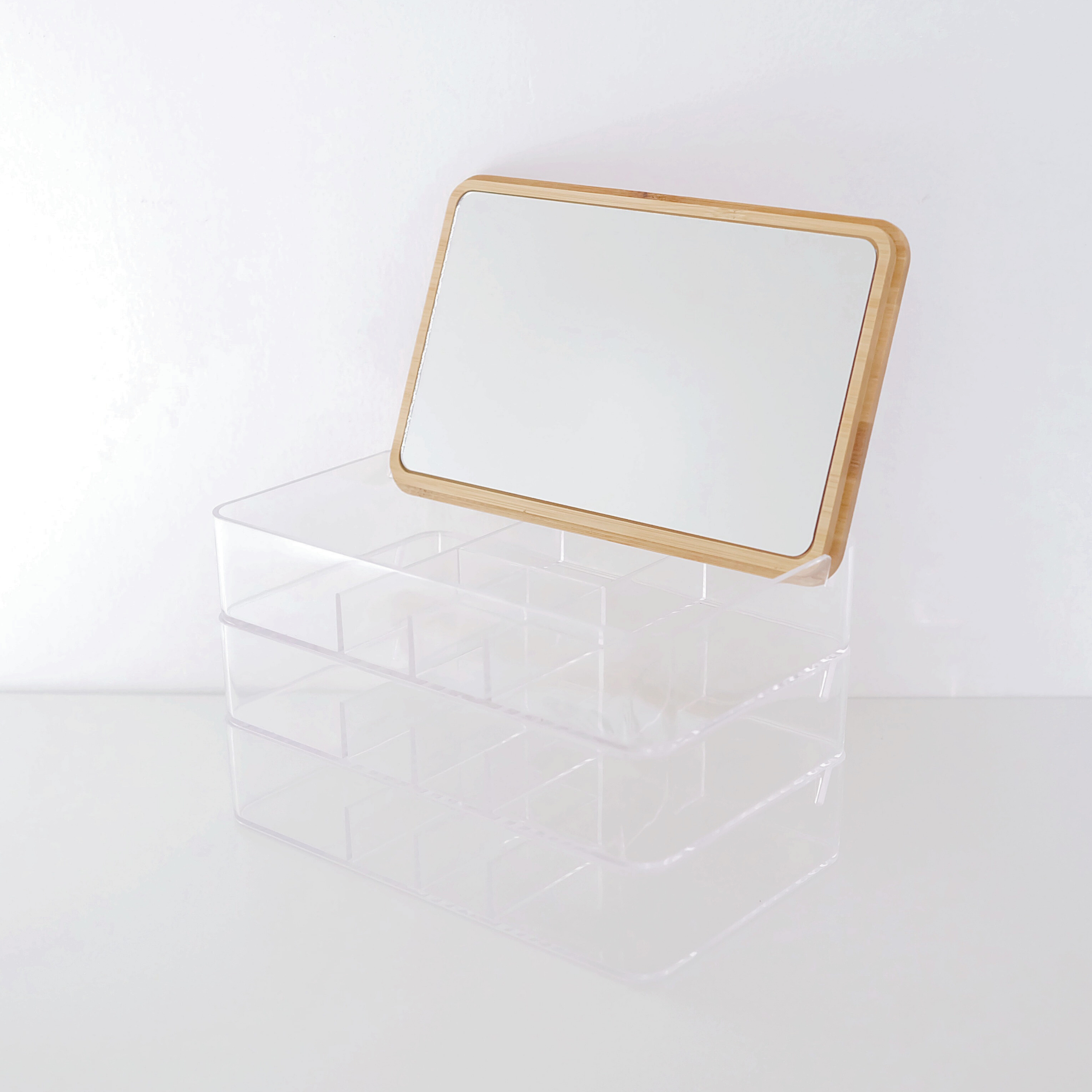 Sachi Stylish Jewelry Organizer with Mirror and Wood Cover