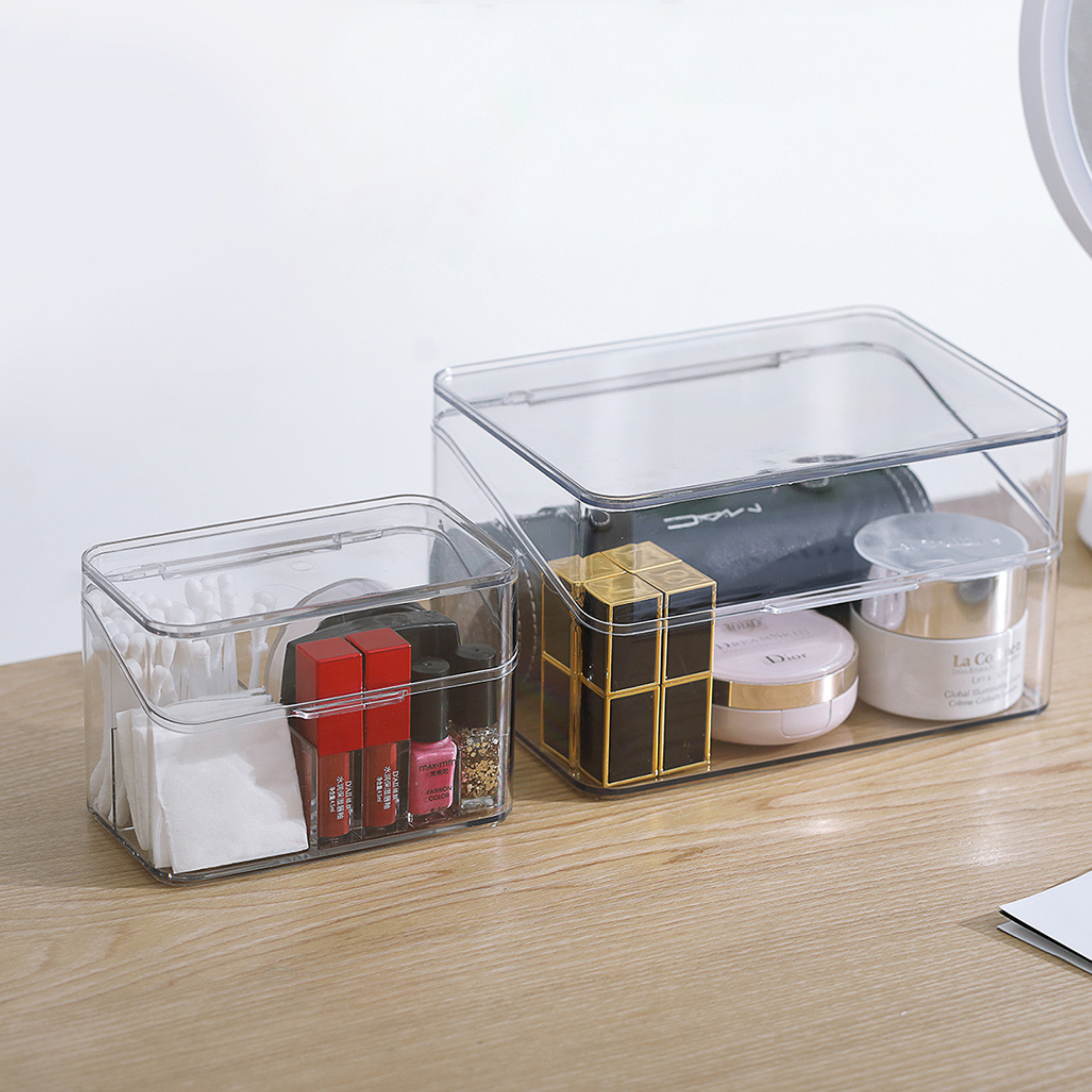 Sachi Clear Cosmetic Organizer Qtip Cotton Pads Storage