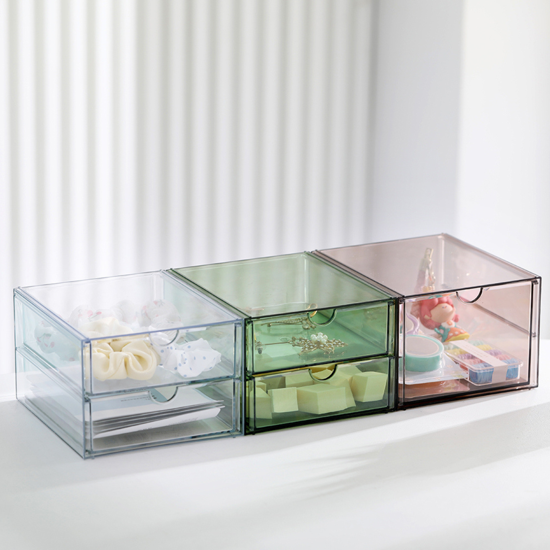 Sachi Clear Drawer Organizer (Horizontal) 2 Slots