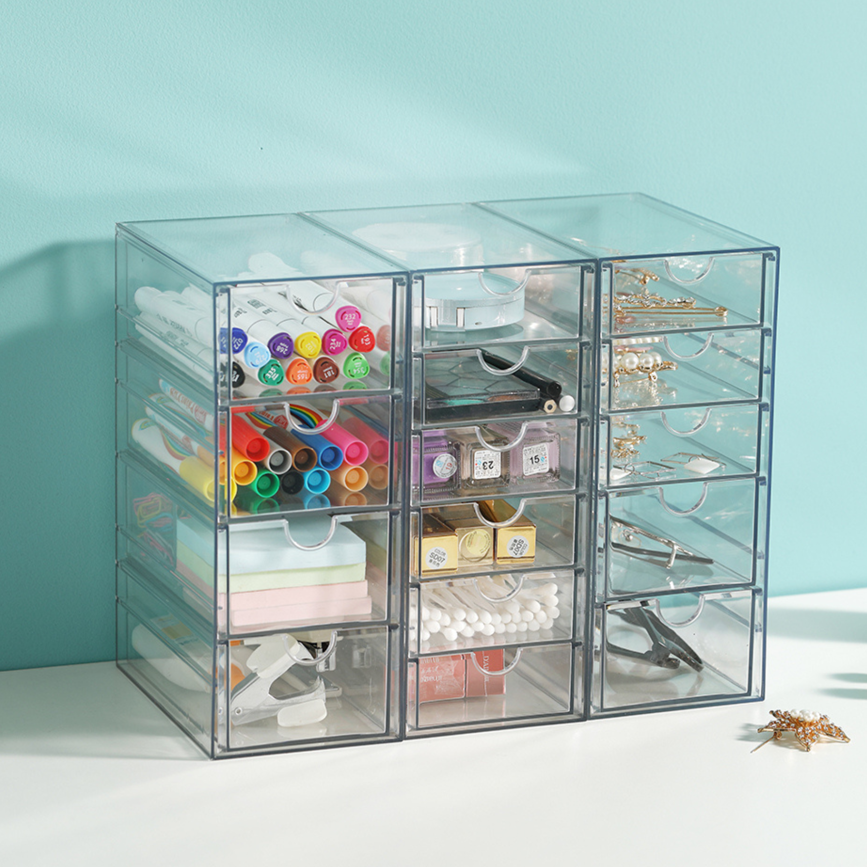 Sachi Clear Drawer Organizer (Vertical) 5 Slots