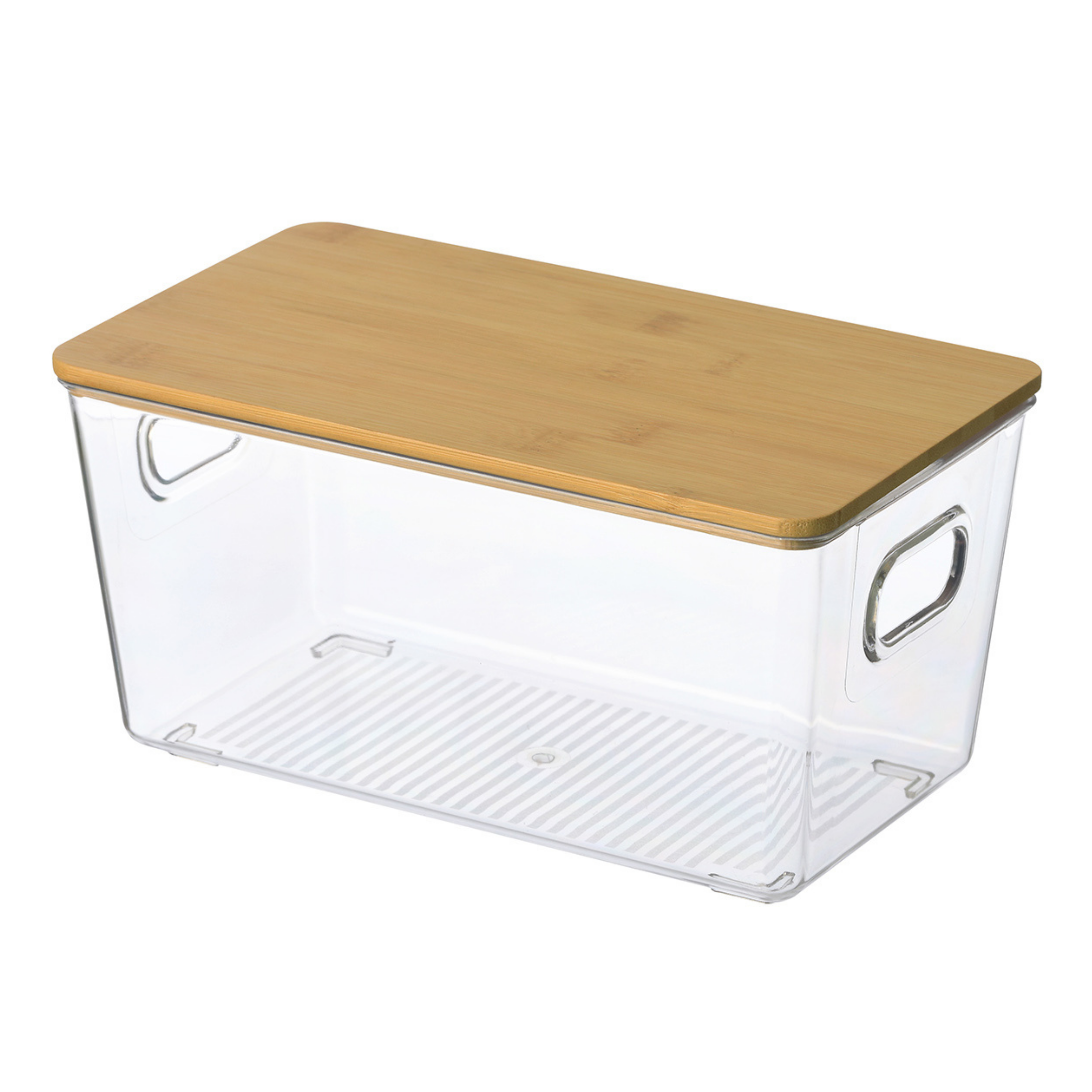Sachi Clear Storage Boxes with Wood Cover, Minimalist Design