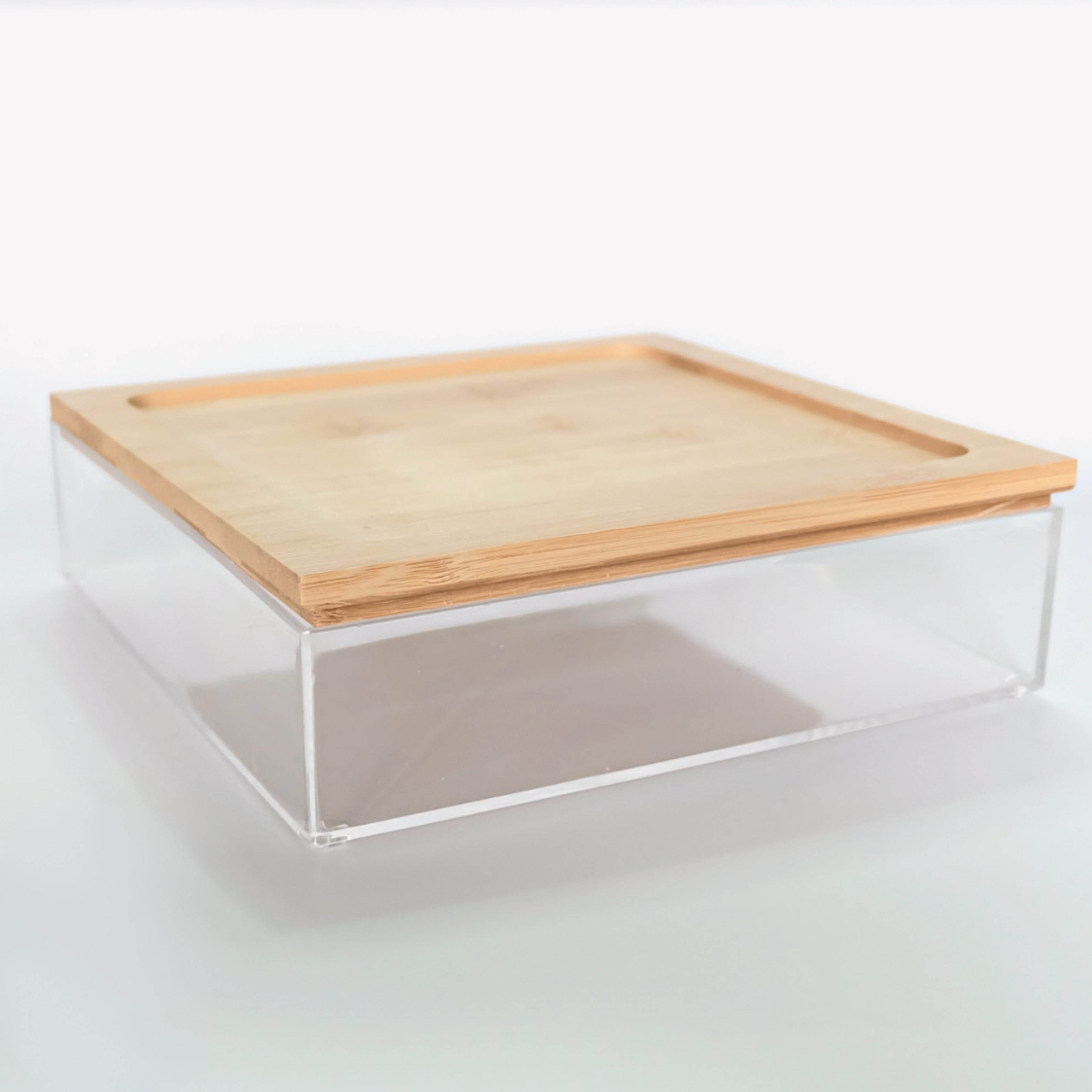 Sachi Clear Storage Organizers with Wood Cover Minimalist Design