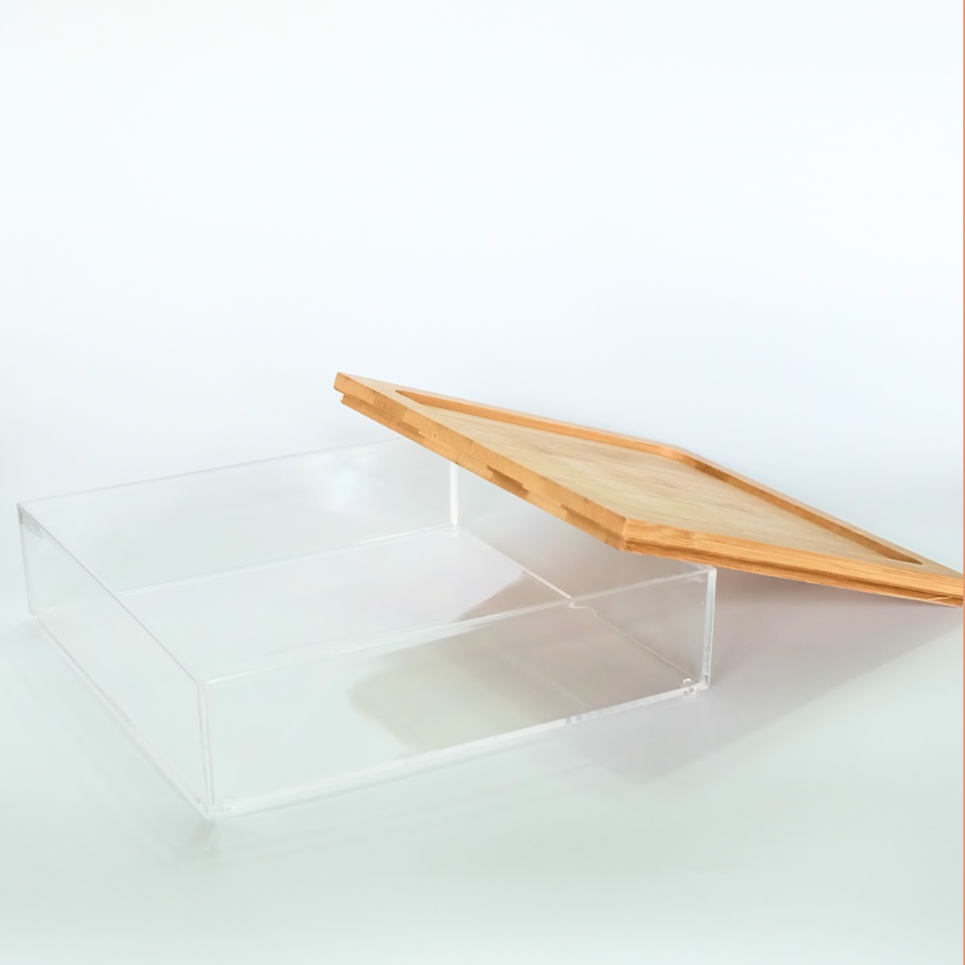 Sachi Clear Storage Organizers with Wood Cover Minimalist Design