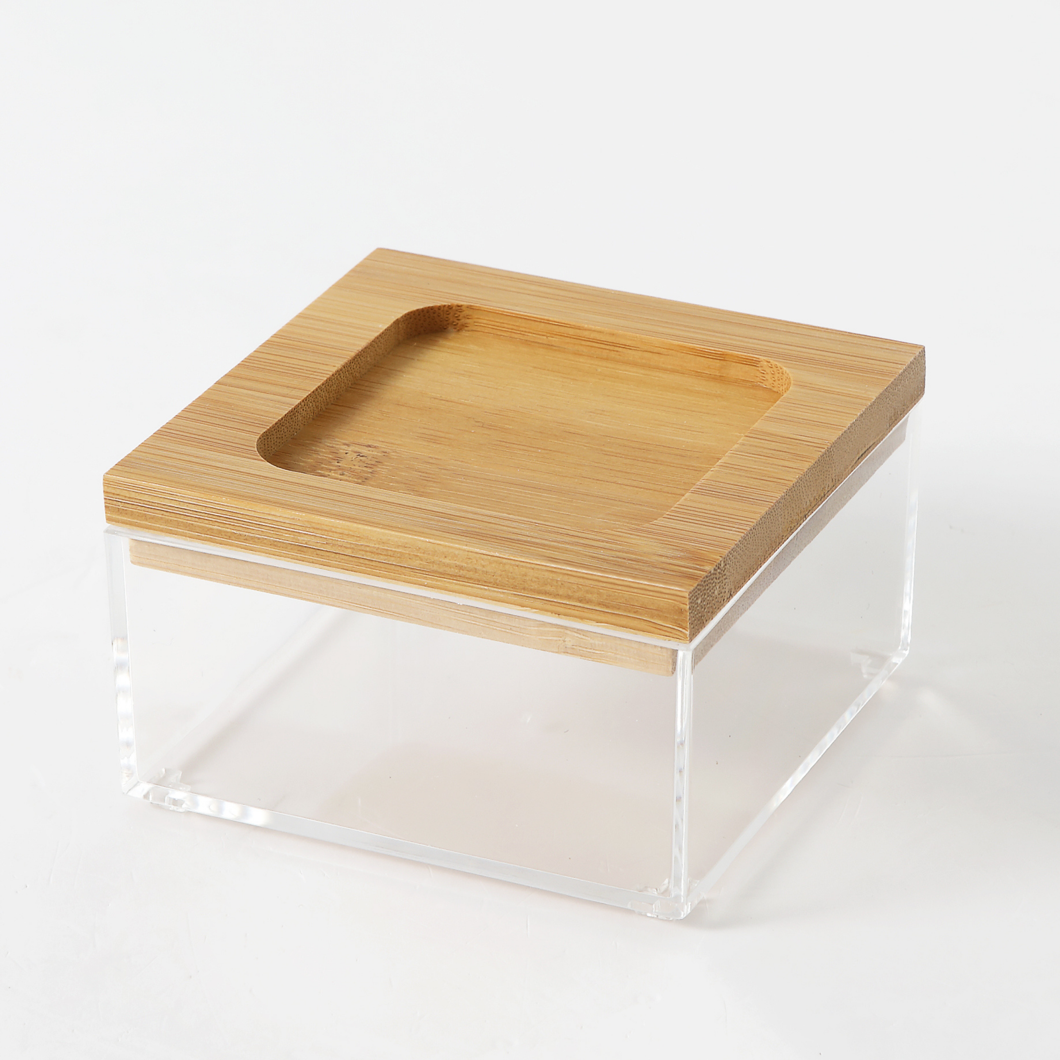 Sachi Clear Storage Organizers with Wood Cover Minimalist Design