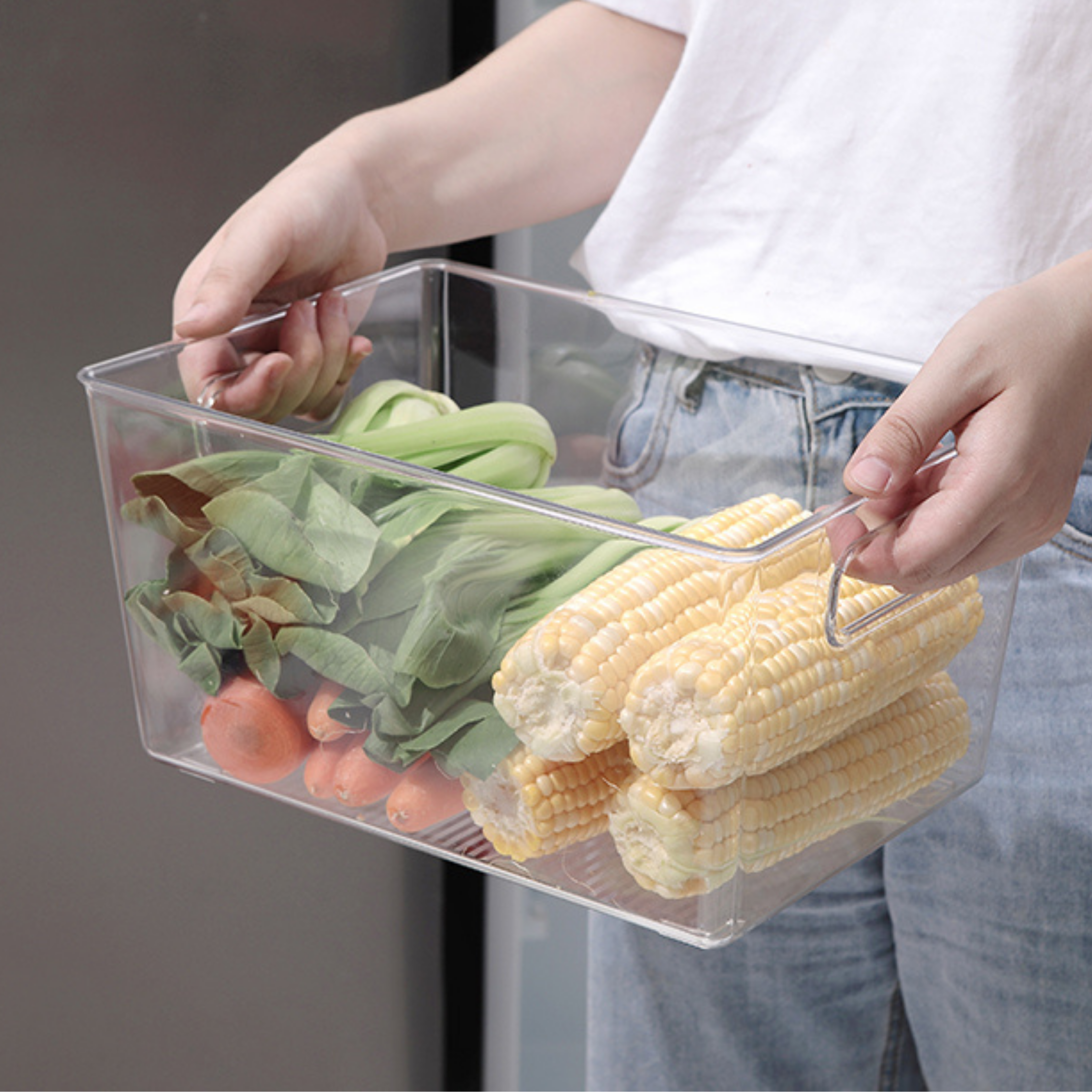 Sachi Clear Storage / Refrigerator / Fridge Bin with handles (Small)