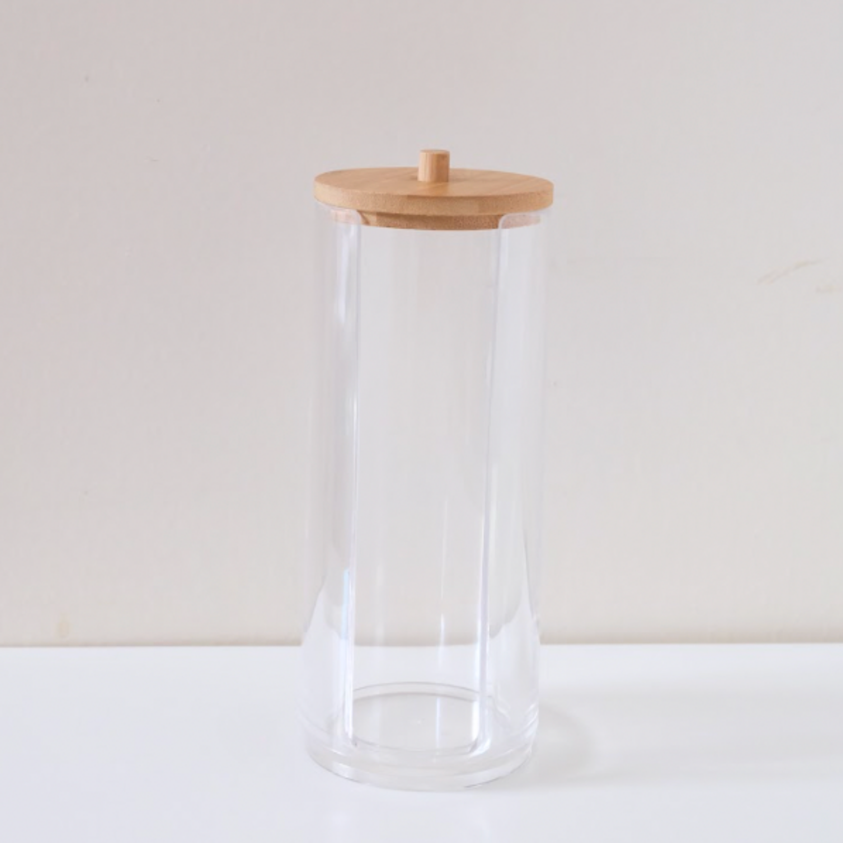 Sachi Cotton Pads Clear Storage Jar with Wood Cover