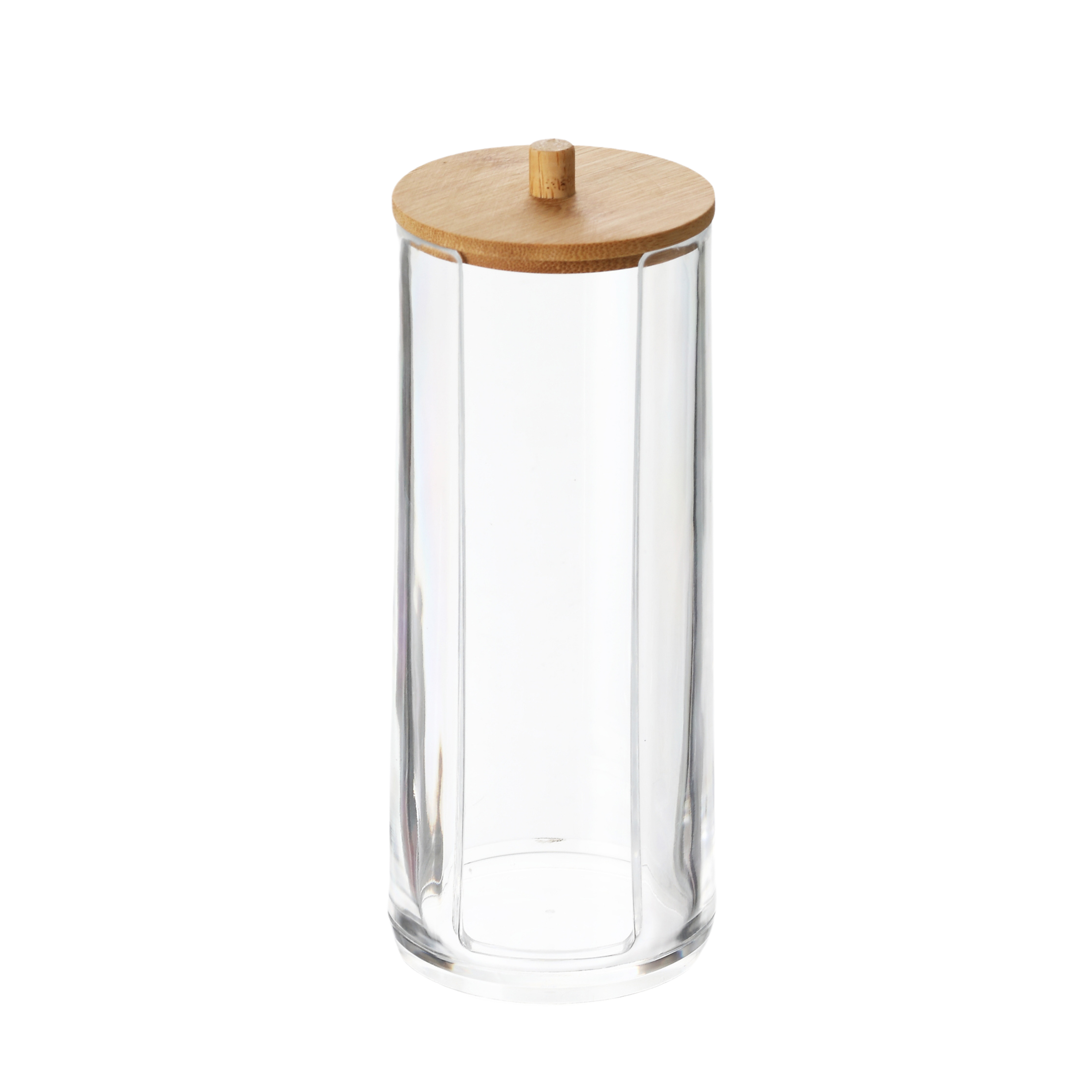 Sachi Cotton Pads Clear Storage Jar with Wood Cover