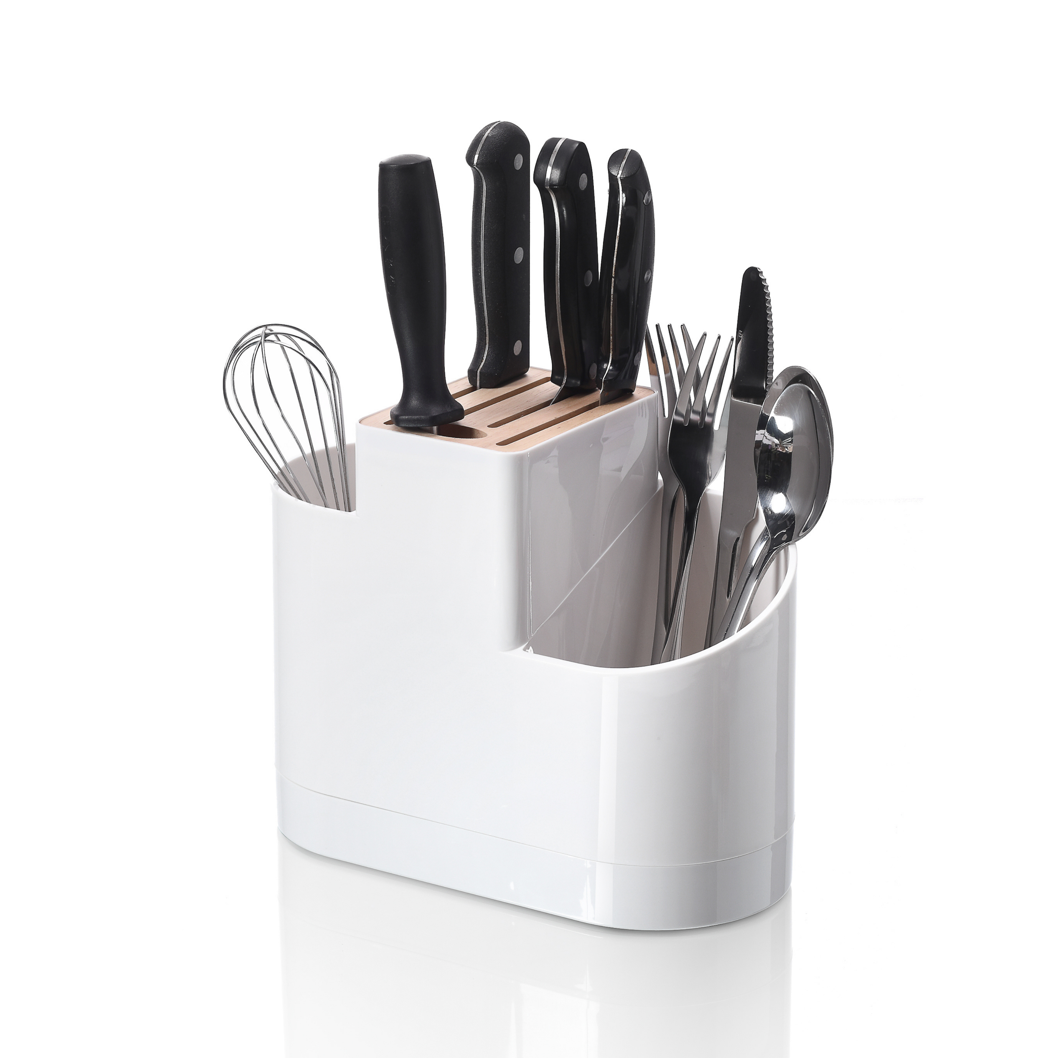 Sachi Kitchen Utensil and Knife Holder with wood Minimalist Design