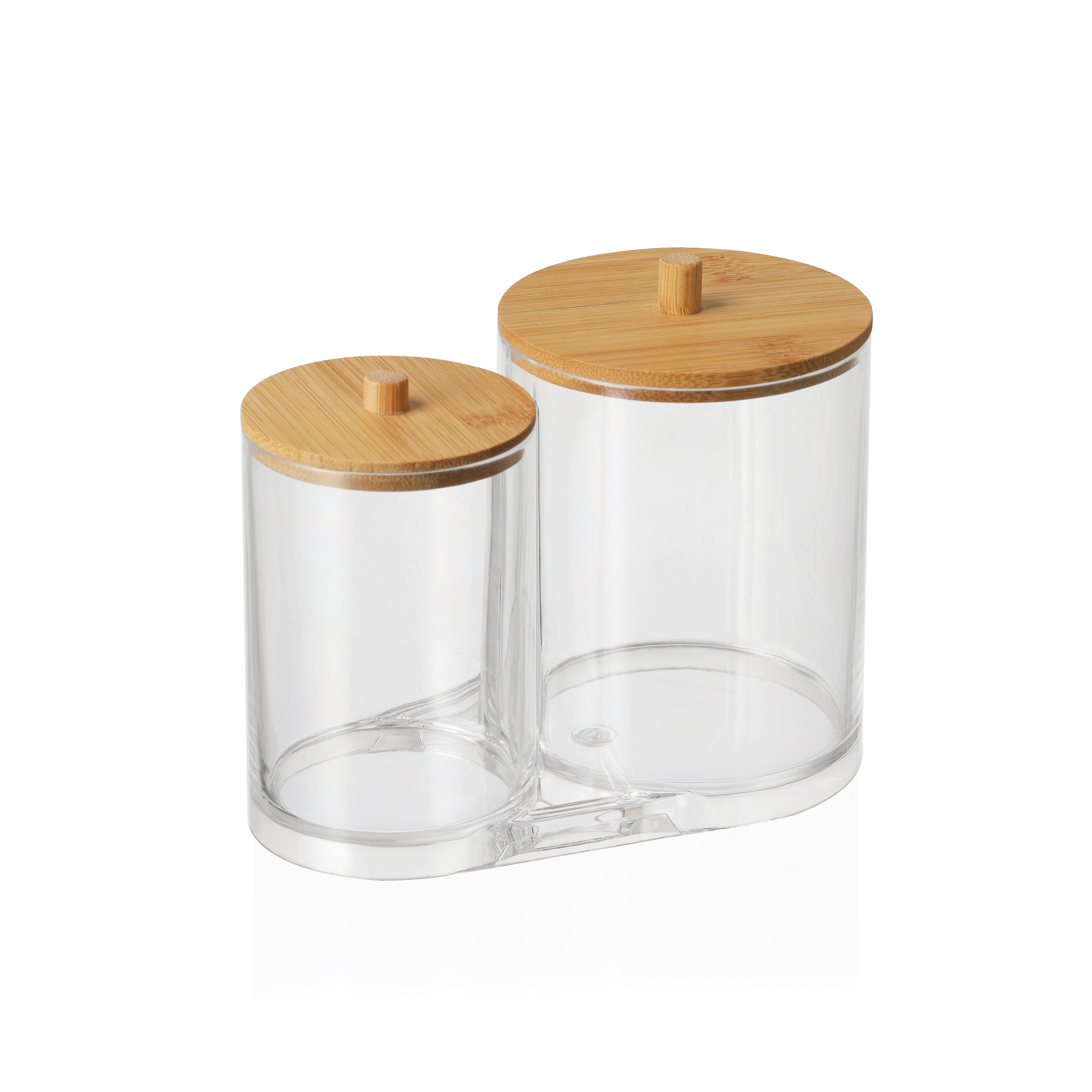 Sachi Q-Tip/Cotton/Bathroom Clear Storage Jar with Wood Cover