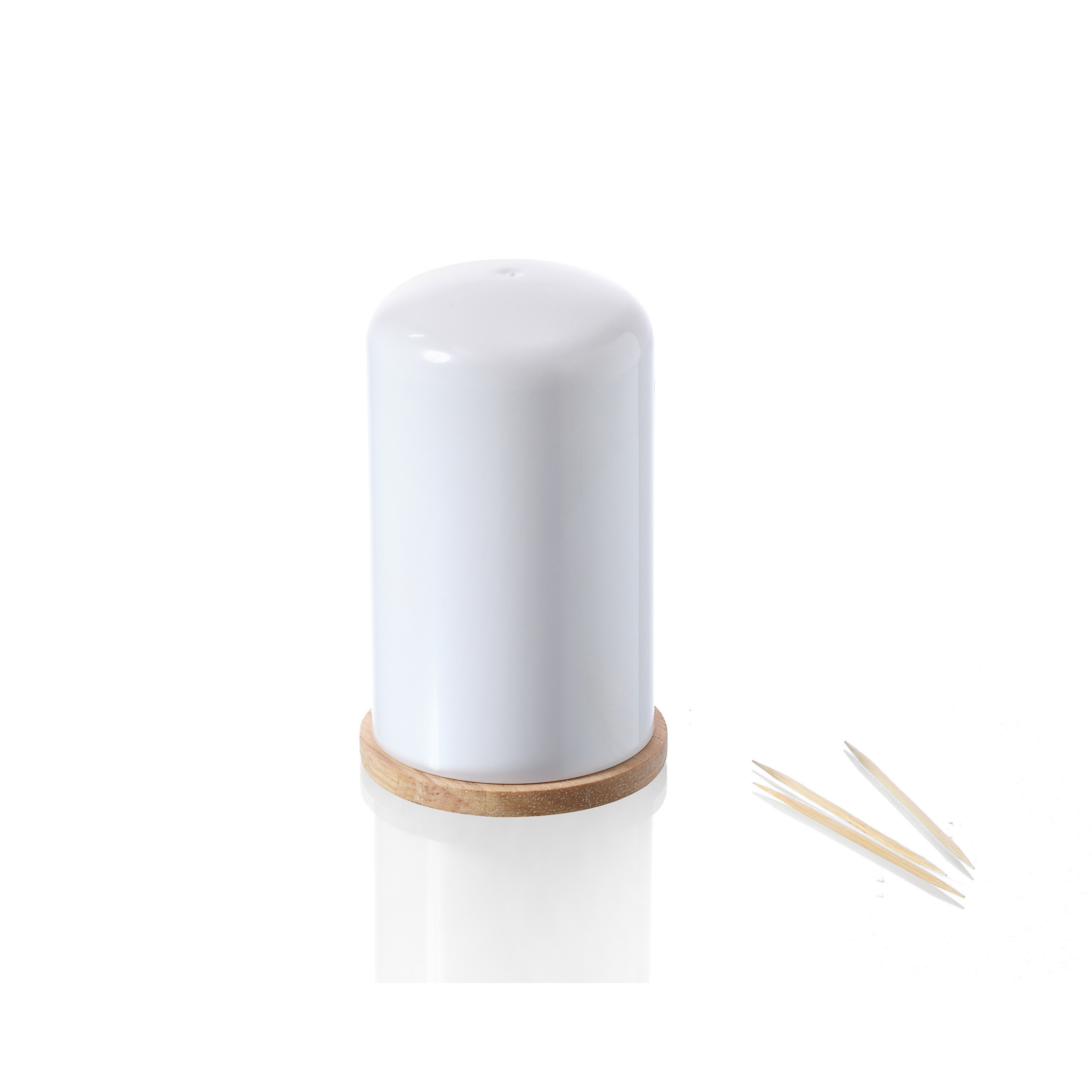 Sachi Q-tip/Toothpick Storage with Wood  Minimalist Design