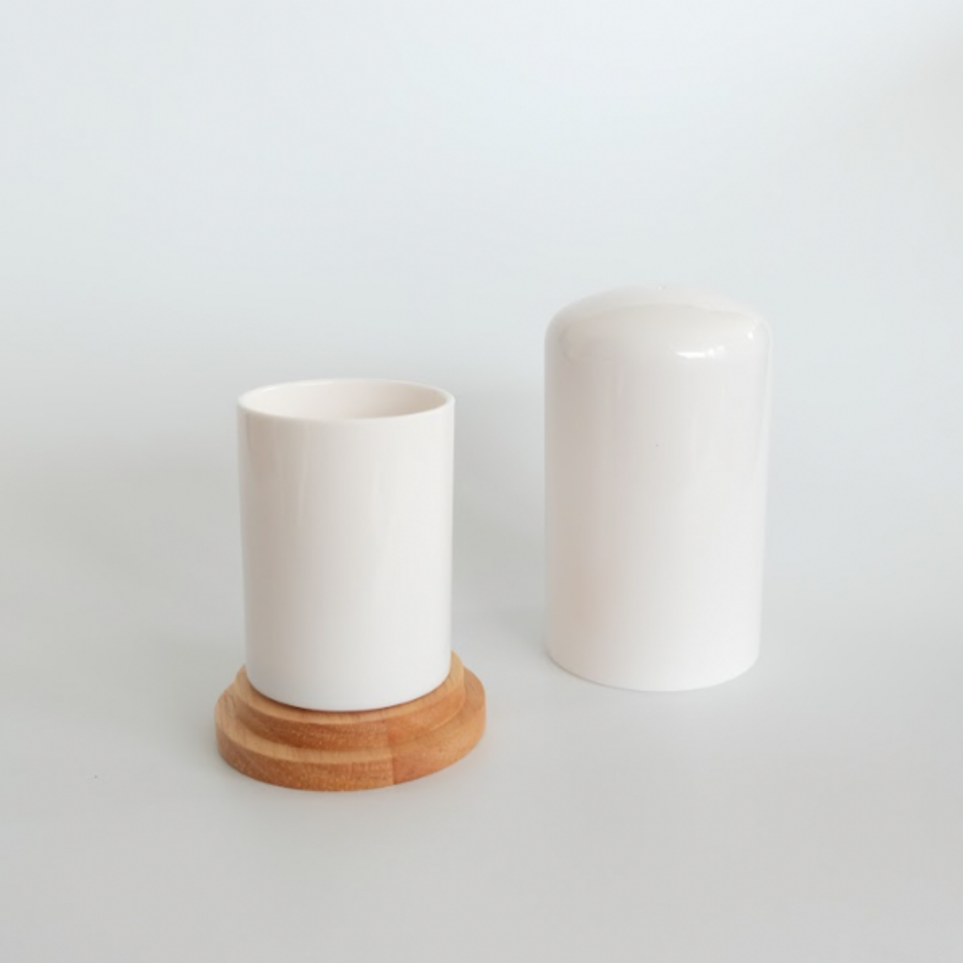 Sachi Q-tip/Toothpick Storage with Wood  Minimalist Design
