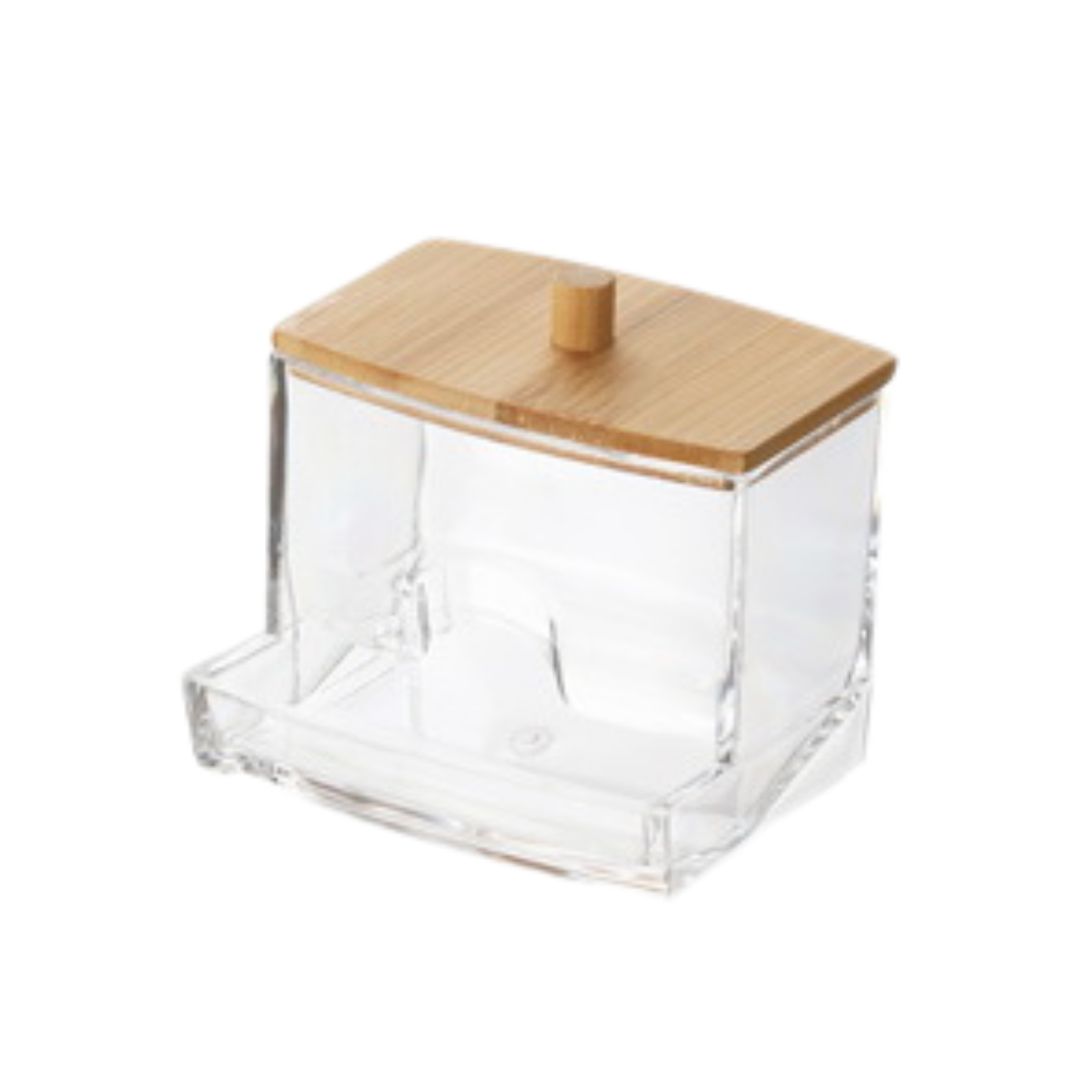 Sachi QTip Clear Storage Box with Wood Cover