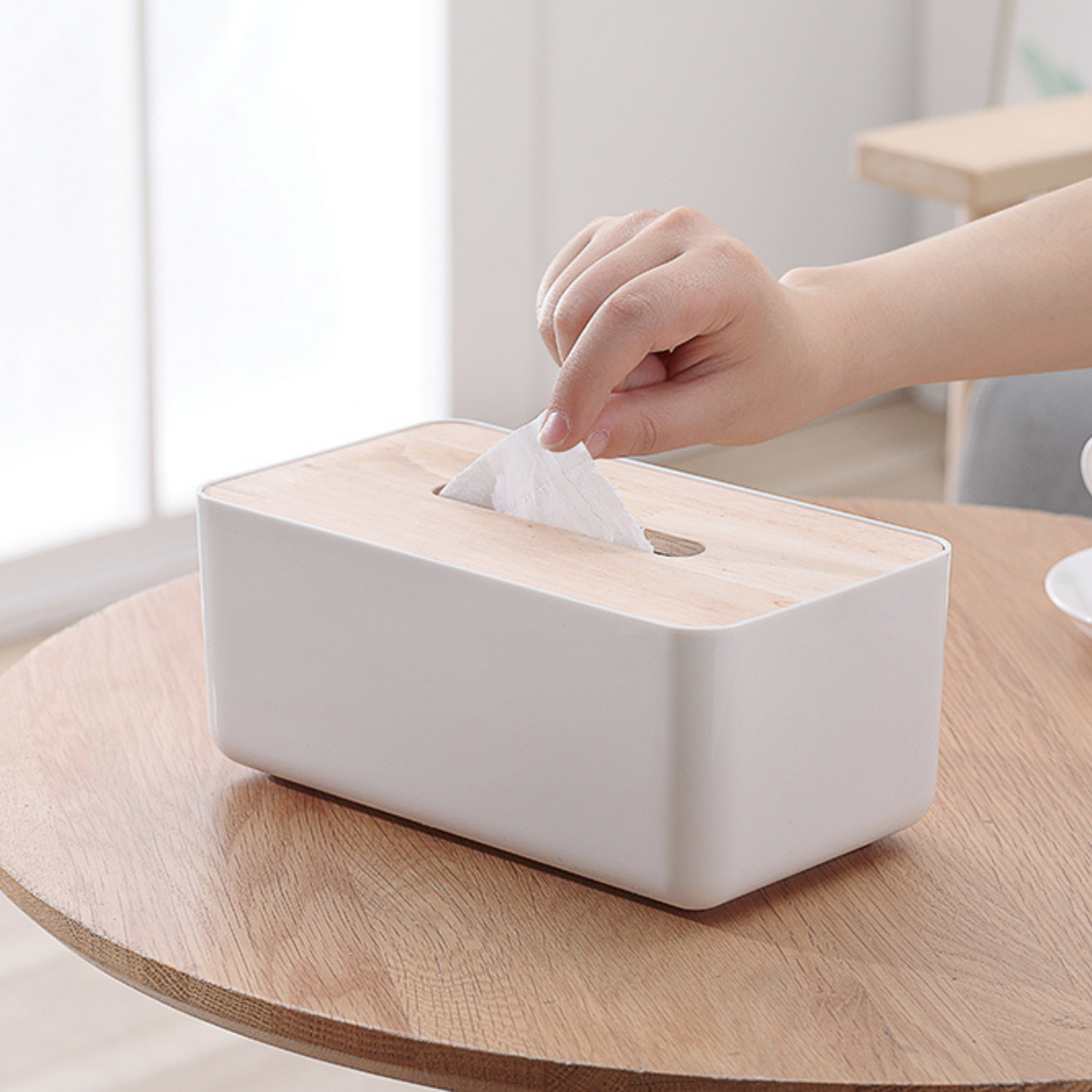 Sachi Rectangular Tissue Box with Wood Minimalist Design