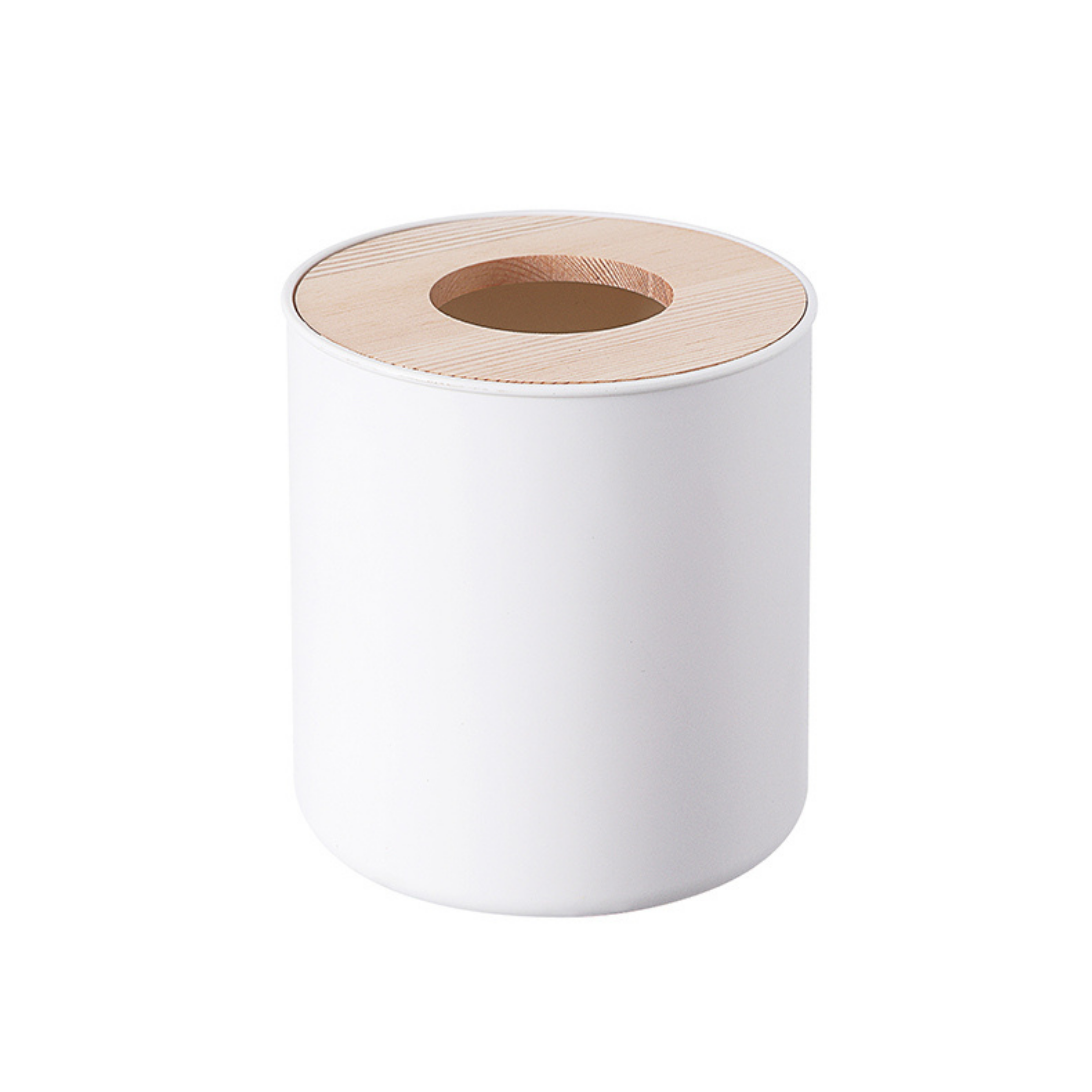 Sachi Round Tissue Box with Wood Minimalist Design