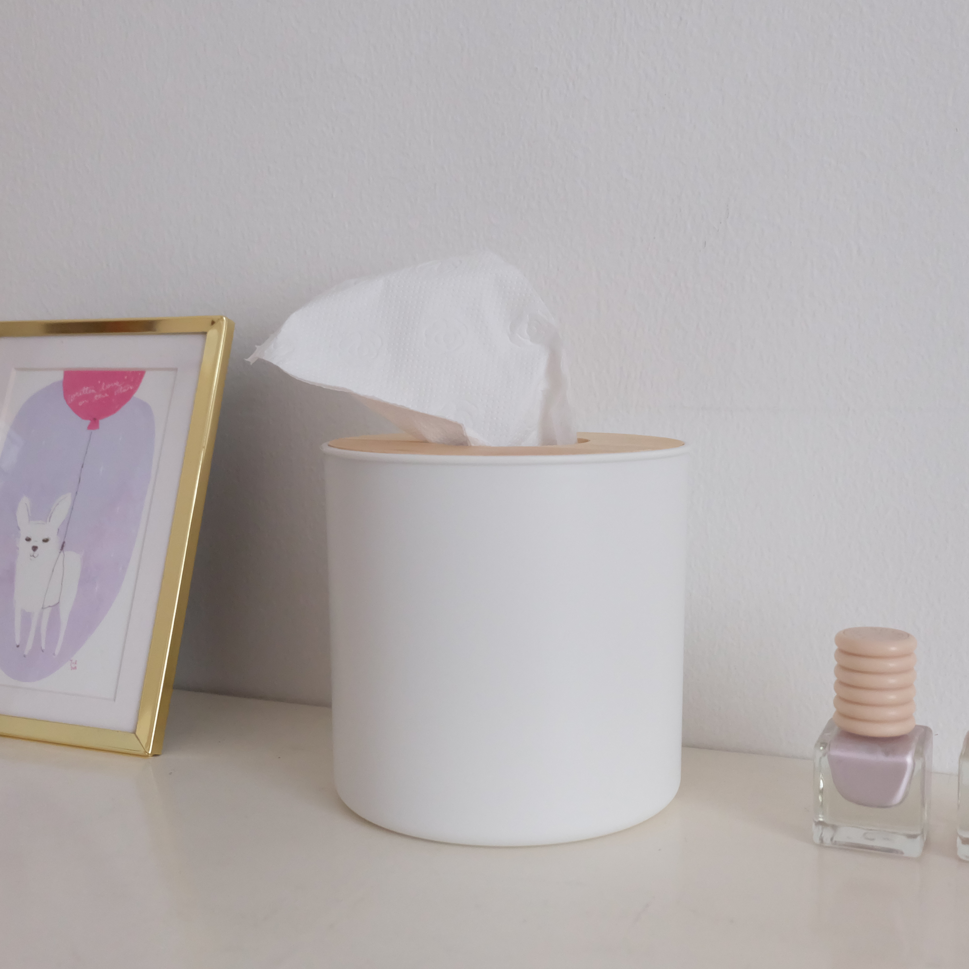 Sachi Round Tissue Box with Wood Minimalist Design