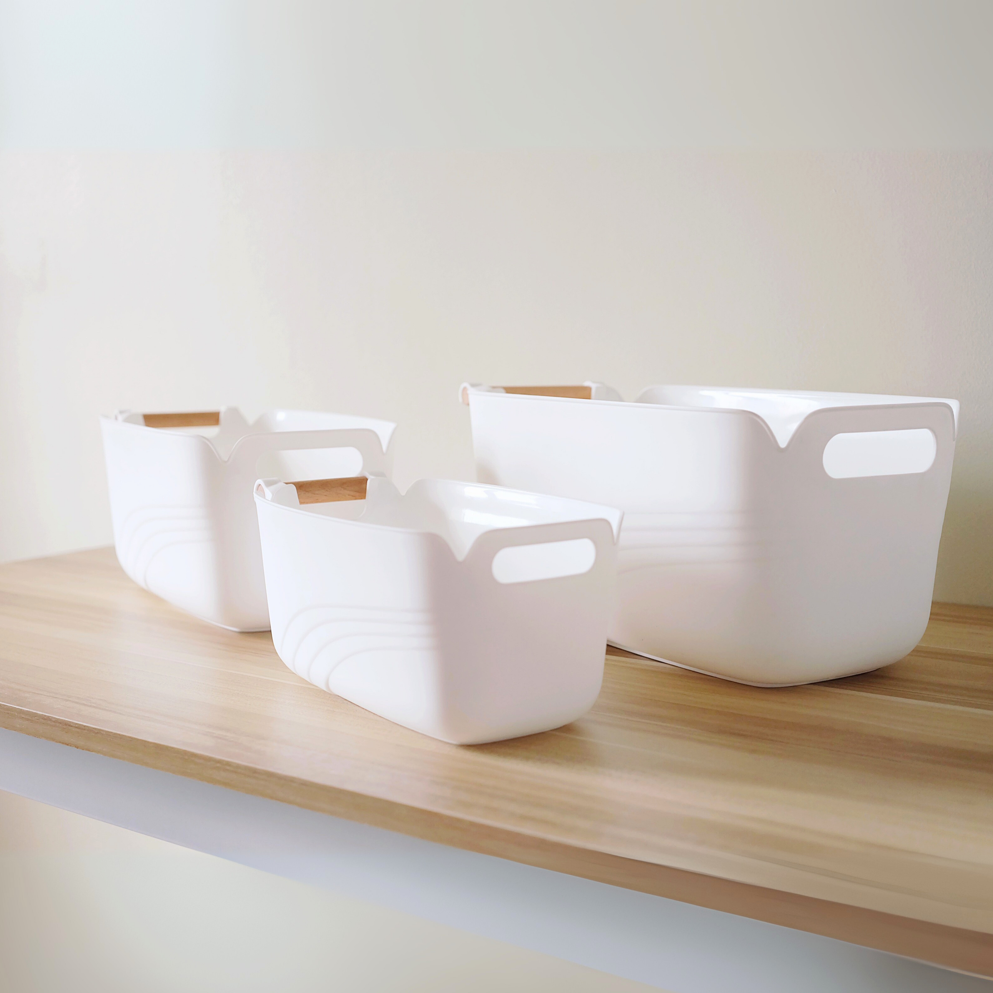 Sachi Stylish Storage Bin with Wood Handle