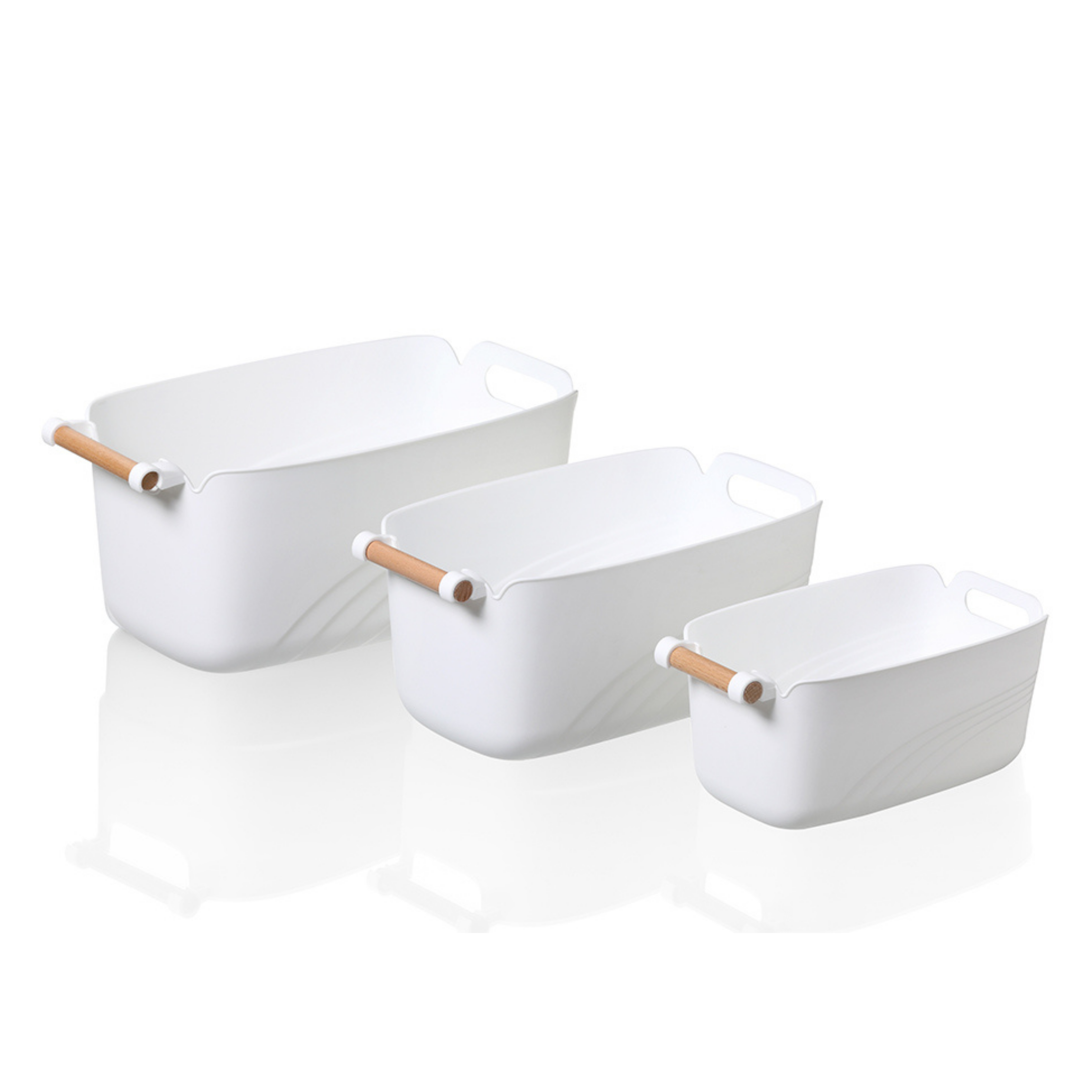 Sachi Stylish Storage Bin with Wood Handle