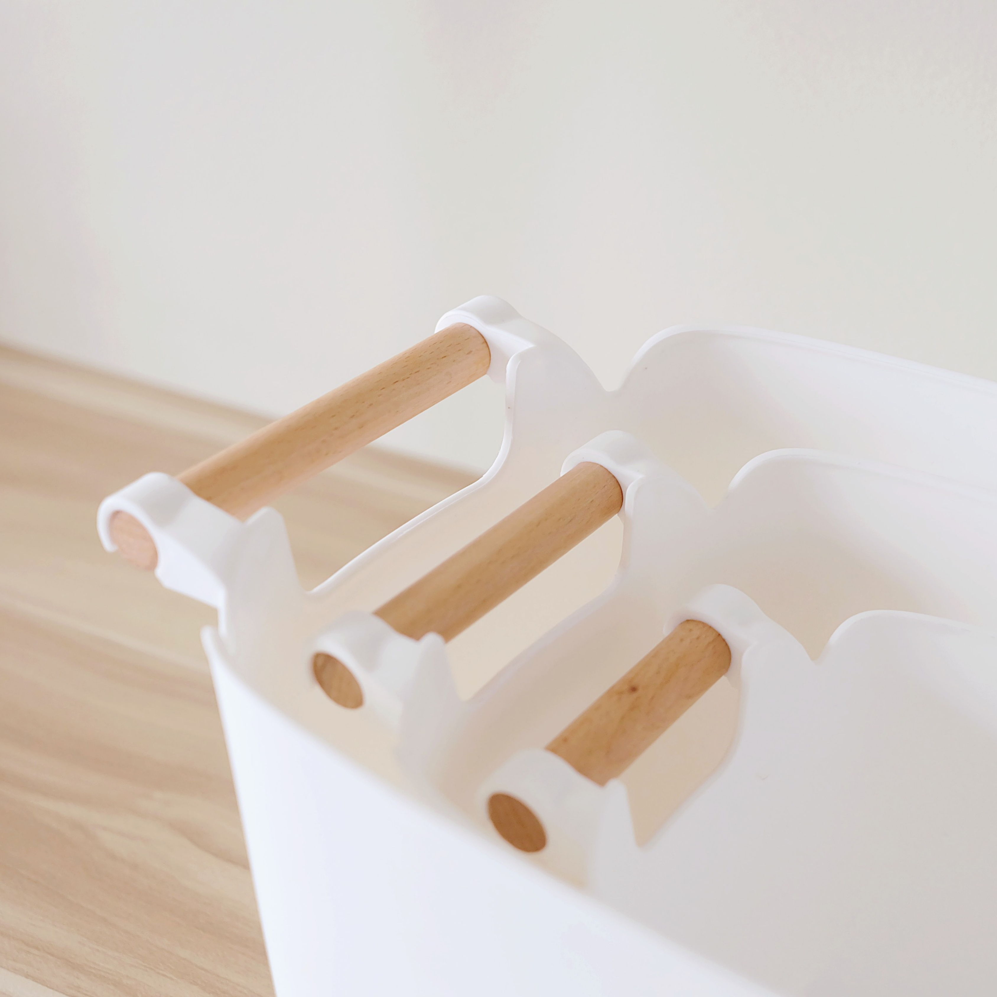Sachi Stylish Storage Bin with Wood Handle