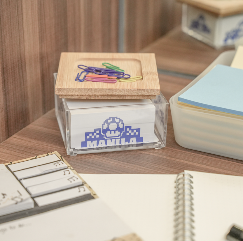 Sachi Clear Storage Organizers with Wood Cover Minimalist Design