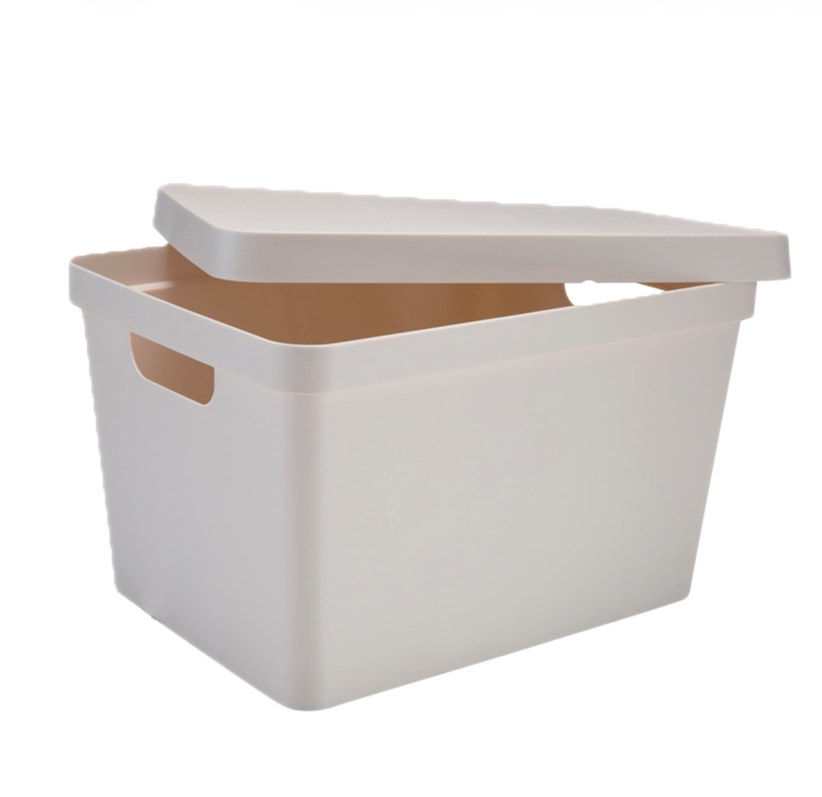 Sachi Beige Storage Basket with Lid