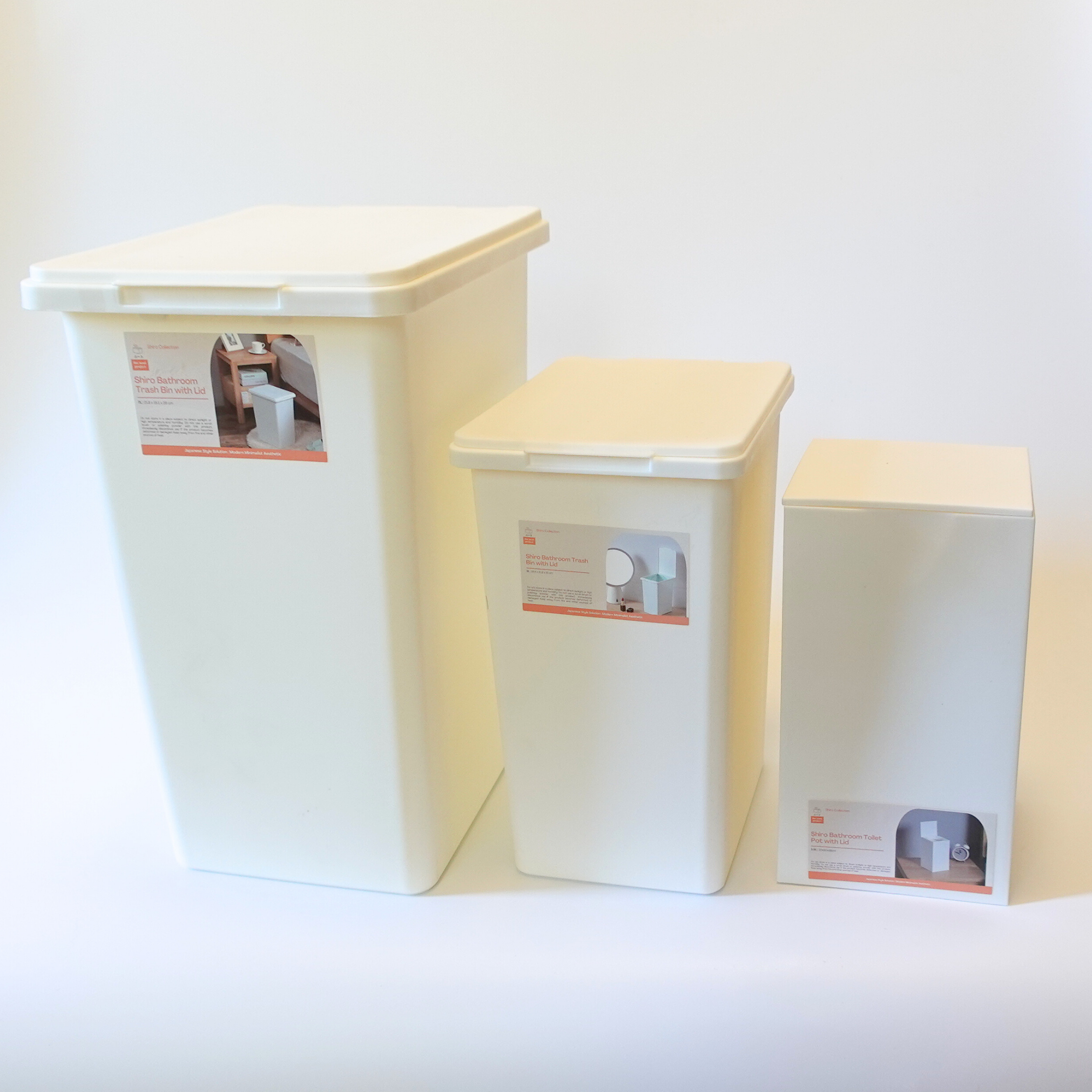 Shiro Bathroom Flip Trash Bin with Lid
