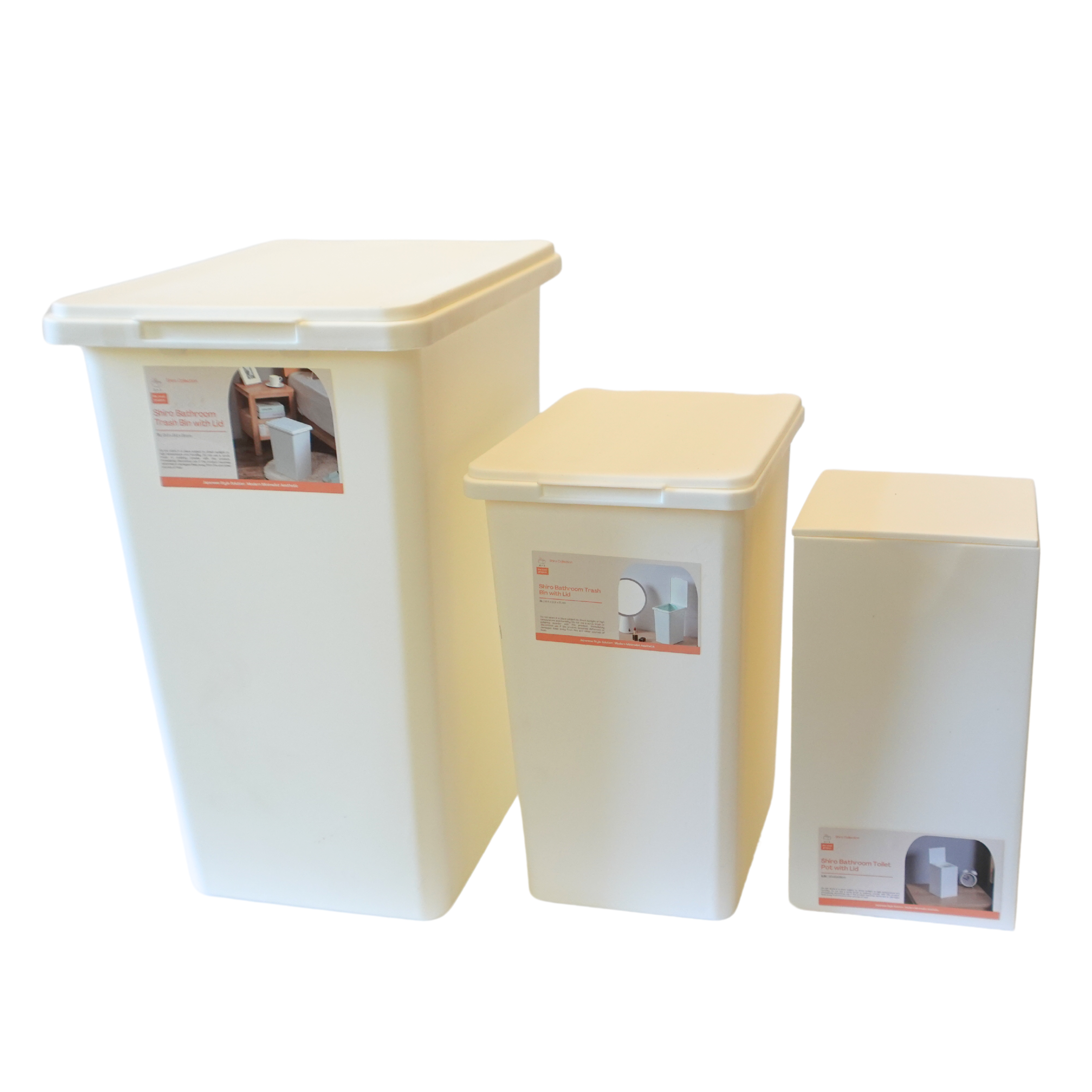 Shiro Bathroom Flip Trash Bin with Lid