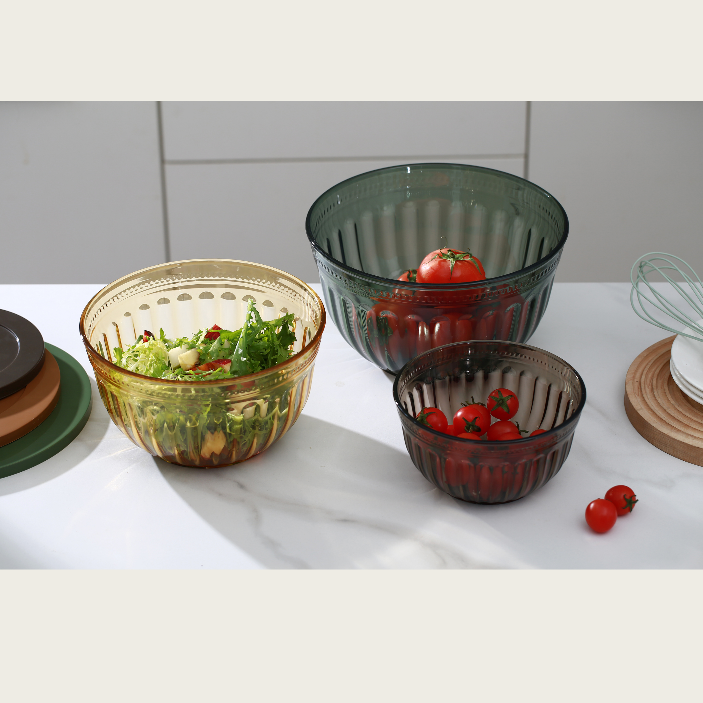 Shiro Patterned Salad Bowl Set Round
