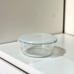 Akamiya Round High Borosilicate Glass Microwaveable Food Container Set