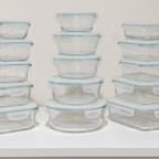 Akamiya High Borosilicate Glass Microwaveable Food Container Set of 15