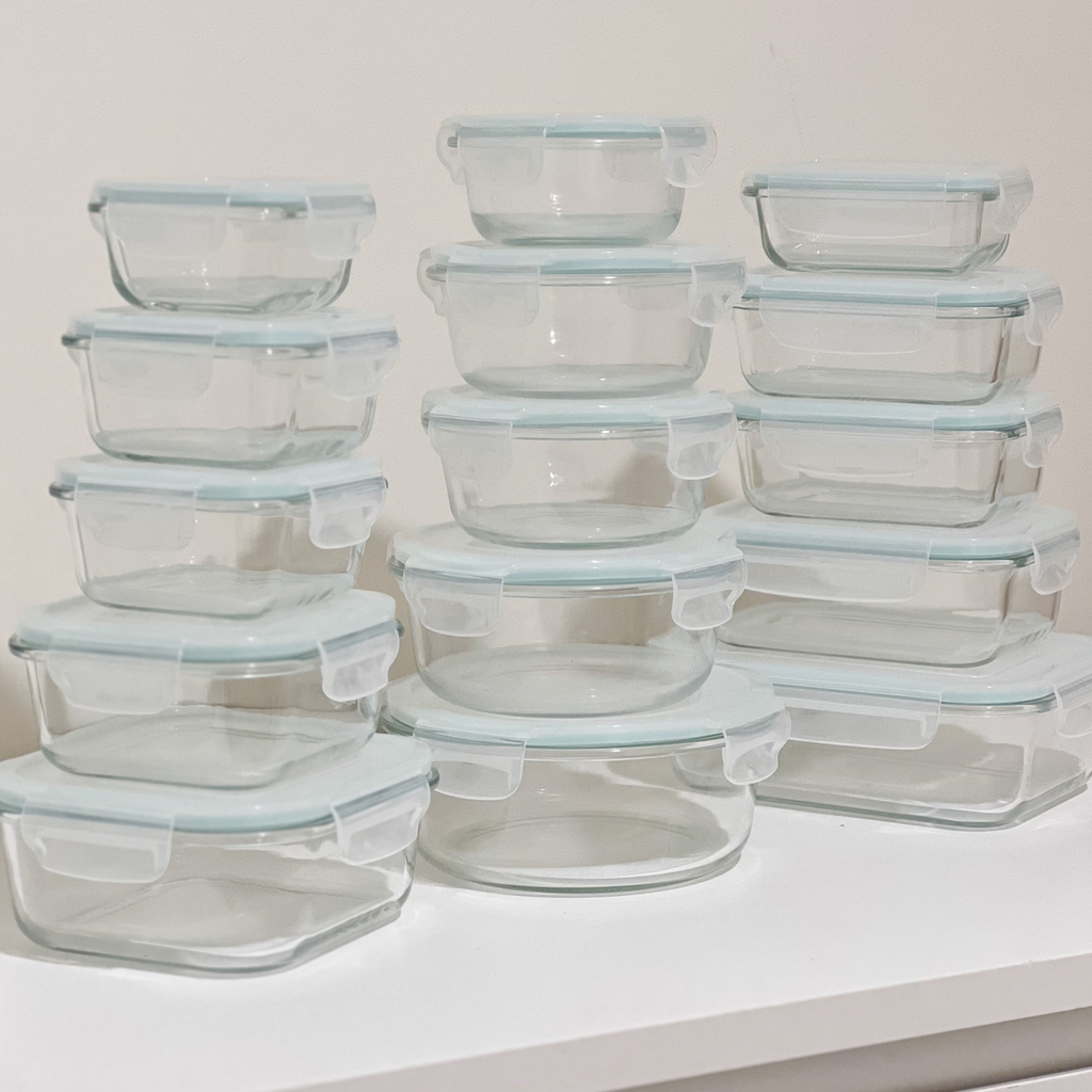 Akamiya High Borosilicate Glass Microwaveable Food Container Set of 15