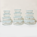 Akamiya High Borosilicate Glass Microwaveable Food Container Set of 15