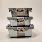 Ani Stainless Steel Rectangle container with Glass with vent Lids