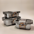 Ani Stainless Steel Rectangle container with Glass with vent Lids