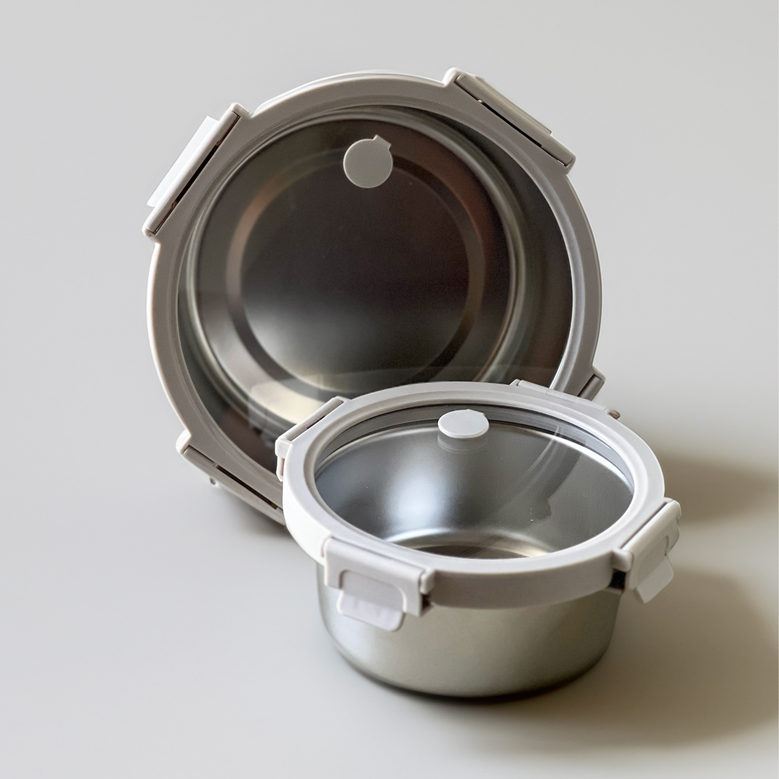 Ani Stainless Steel Round container with Glass with vent Lids