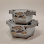 Ani Stainless Steel Round container with Glass with vent Lids